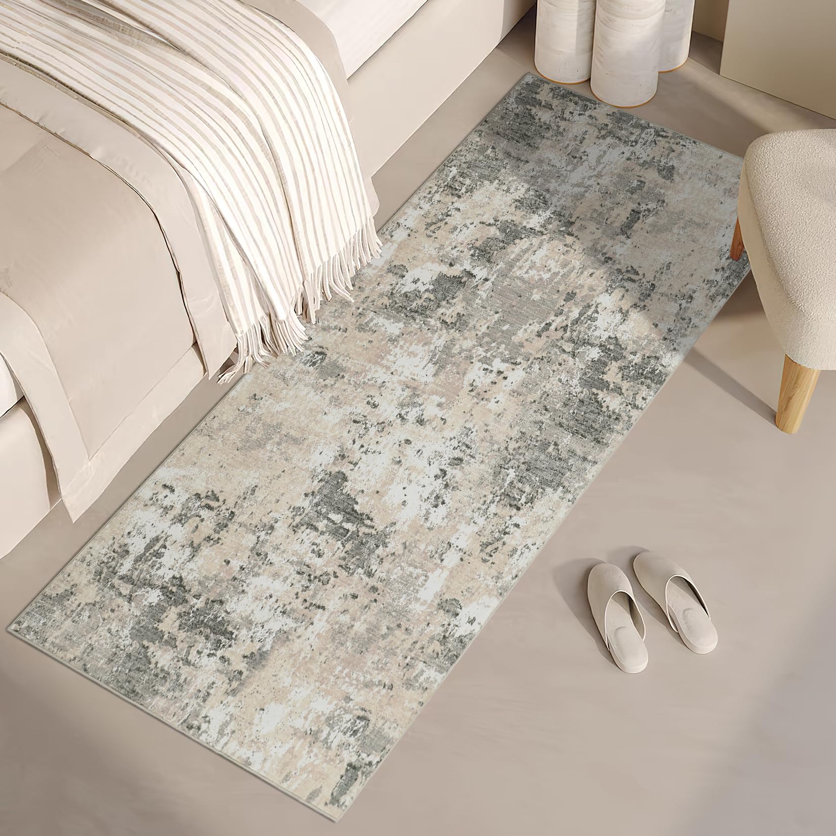 ROYHOME Modern Scalloped Abstract 2x3 Area Rug Non Slip Non Shedding Low Pile Stain Resistant Rug for Entryway Kitchen Bedroom,Black Yellow