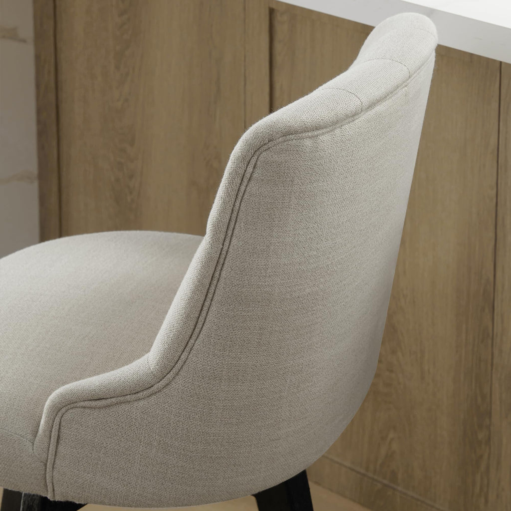 Watson & Whitely Counter Height Bar Stools, Performance Fabric Upholstered Modern Swivel Barstool with Back, Solid Wood Legs, 26" H Seat, Flint Grey