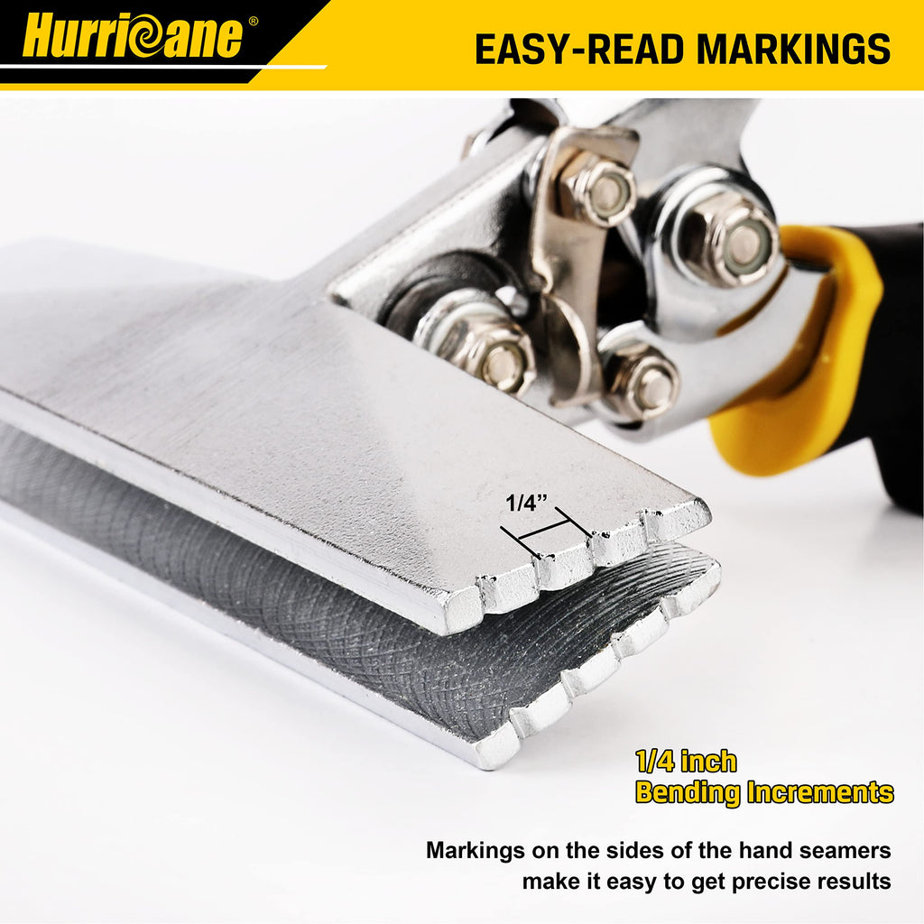 HURRICANE 3inch Sheet Metal Hand Seamer, Heavy Duty Bender for Metal Flattening, Precision Duckbill Pliers and Sheet Metal Tongs, Ideal for HVAC Projects, Ergonomic Straight Flat Smooth Jaw