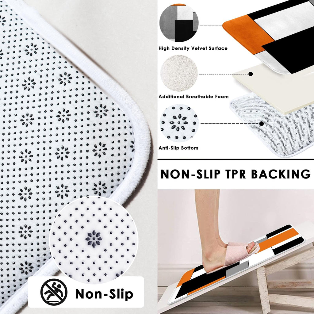 Beige Geometric Shower Curtain Set with Toilet Lid Cover and Non-Slip Rugs for Bathroom, Black Grey White Checkered 4 Pcs Shower Curtain, Modern Abstract Bathroom Set with 12 Hooks