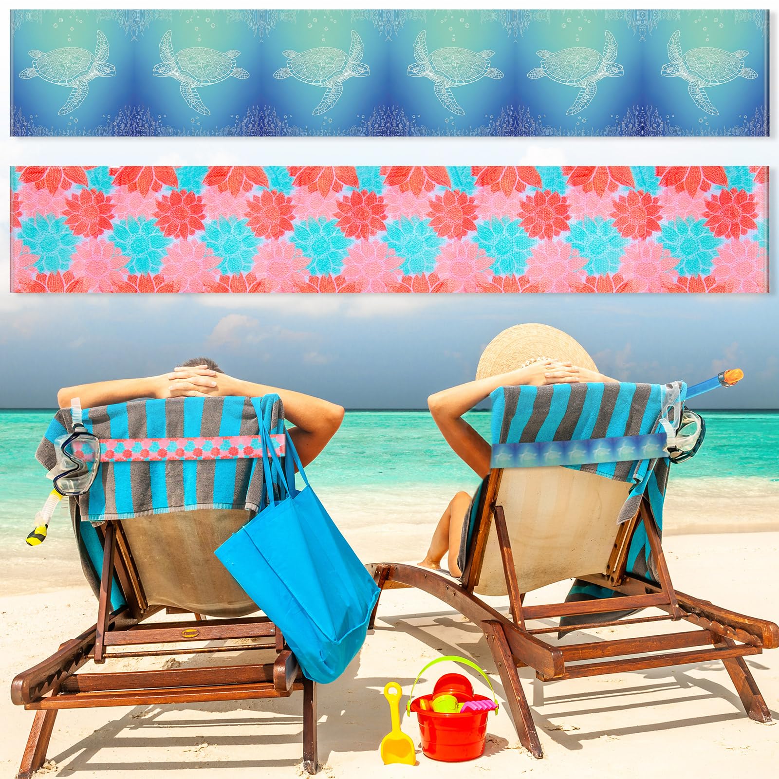 Boao 4 Pack Towel Bands for Beach Chair, Pool & Cruise Essentials, Elastic and Windproof, Towel Chair Clips Lounge Strap Holder, Cruise Ship Accessories (American Flag)