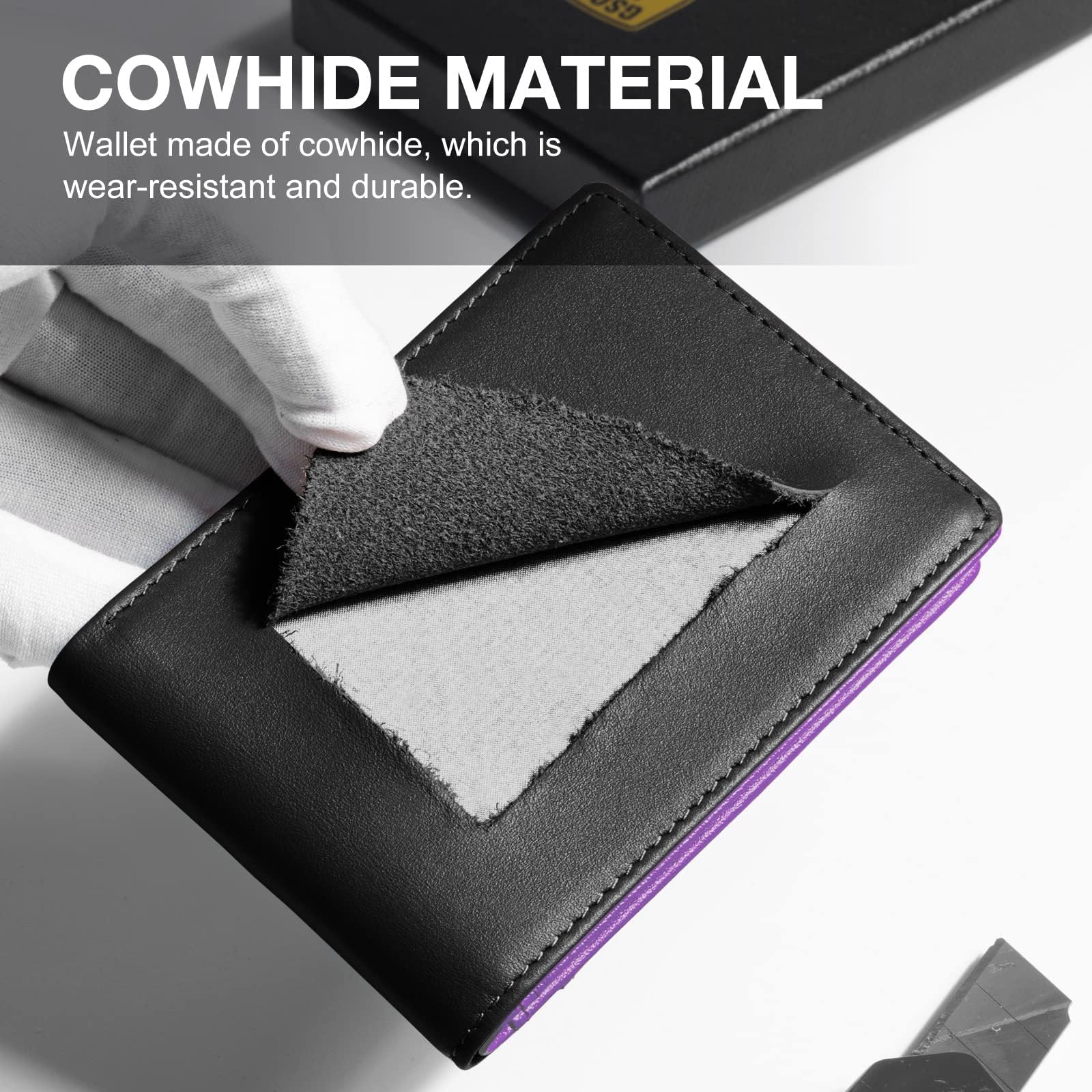 GSOIAX Slim Wallet for Men Rfid Blocking Leather Bifold Front Pocket Carbon Fiber Men's Money Clips Credit Card Holder With Gift Box