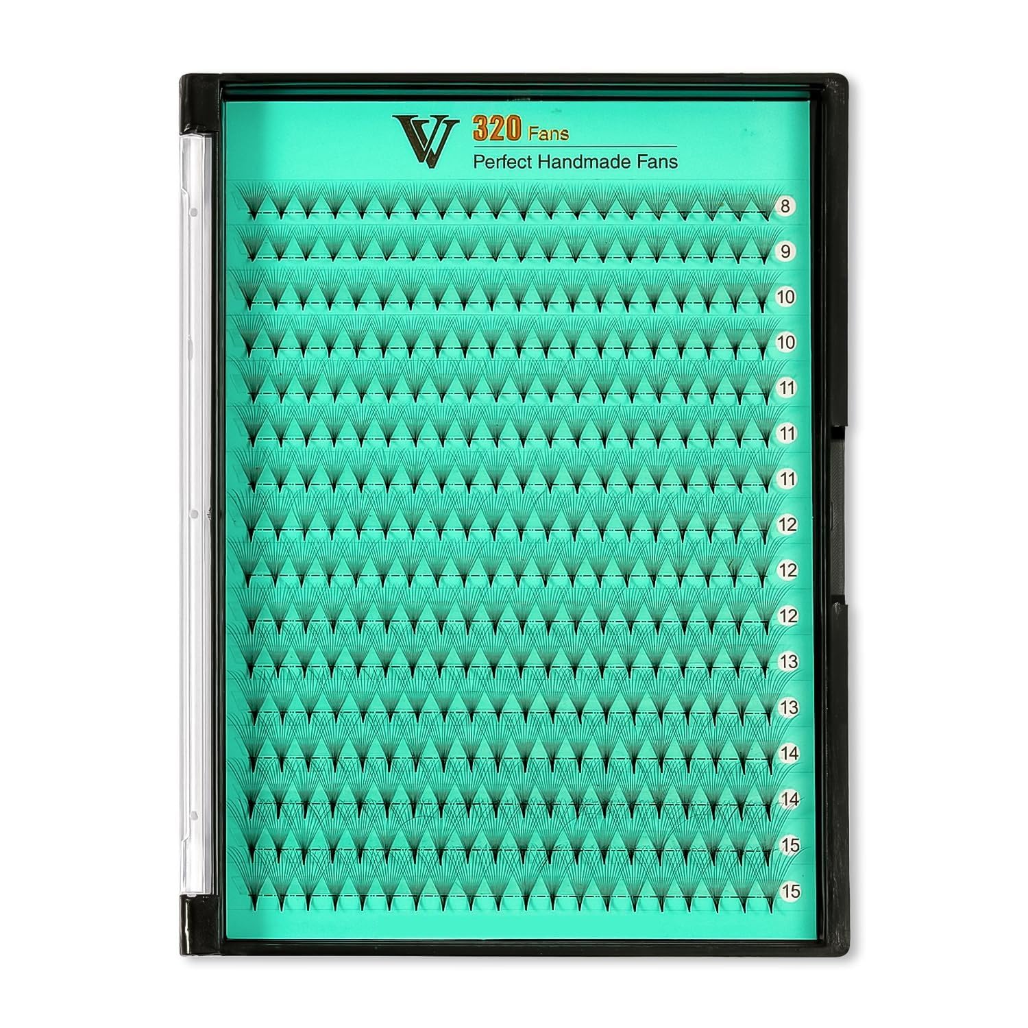 VAVALASH Premade Fans Eyelash Extensions 320 Fans 10D 14D 16D 20D 0.03 0.05 0.07 Thickness C/D Curl Middle Stem Premade Fans Russian Volume Lash Extensions (320 Fans-10D-0.03-D-8-15mm)
