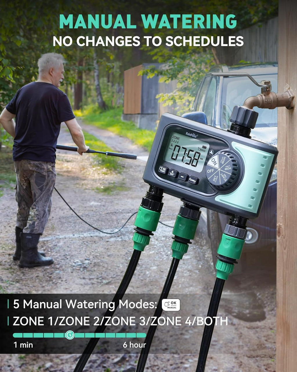 RAINPOINT Sprinkler Timer, Timed Irrigation Controller for Lawn