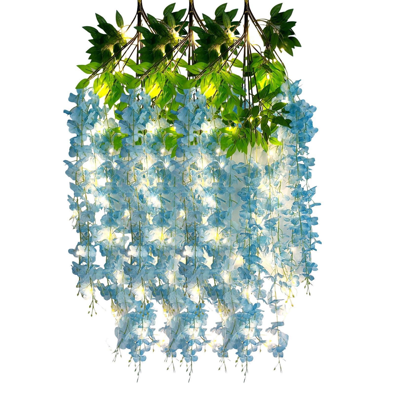 5 Pack Pink Wisteria Hanging Flowers Garland, 3.77 Feet Artificial Flower Vines, Fake Wisteria, Artificial Vines Hanging Garland for Backdrop Outdoor Yard Garden Decor
