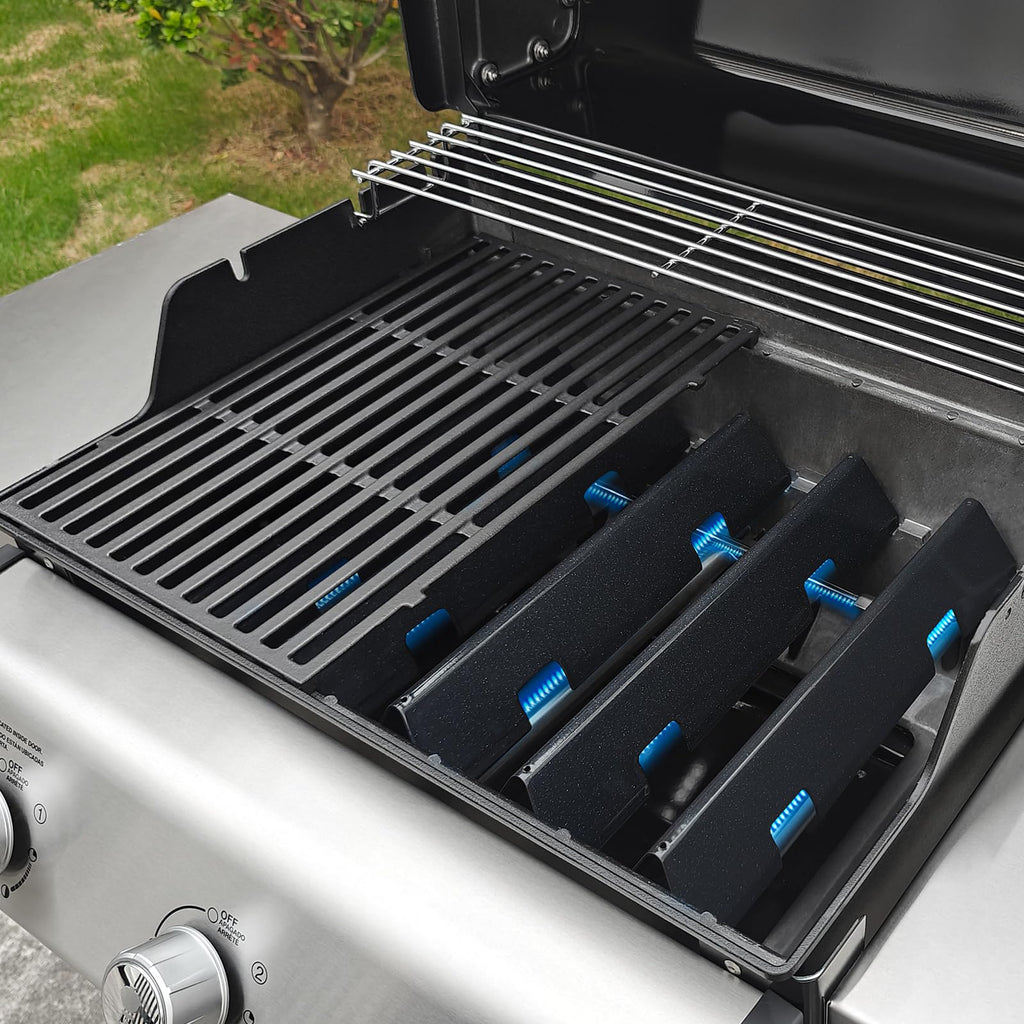 Grill Parts for Weber Genesis 300 Grills with Front Control Knob, Grill Grates for Genesis E310 S310 E/S320 E/S330, 17.5" Flavorizer Bars&Heat Deflectors, 19.5" Grill Grates for Weber 7524 7621 65505