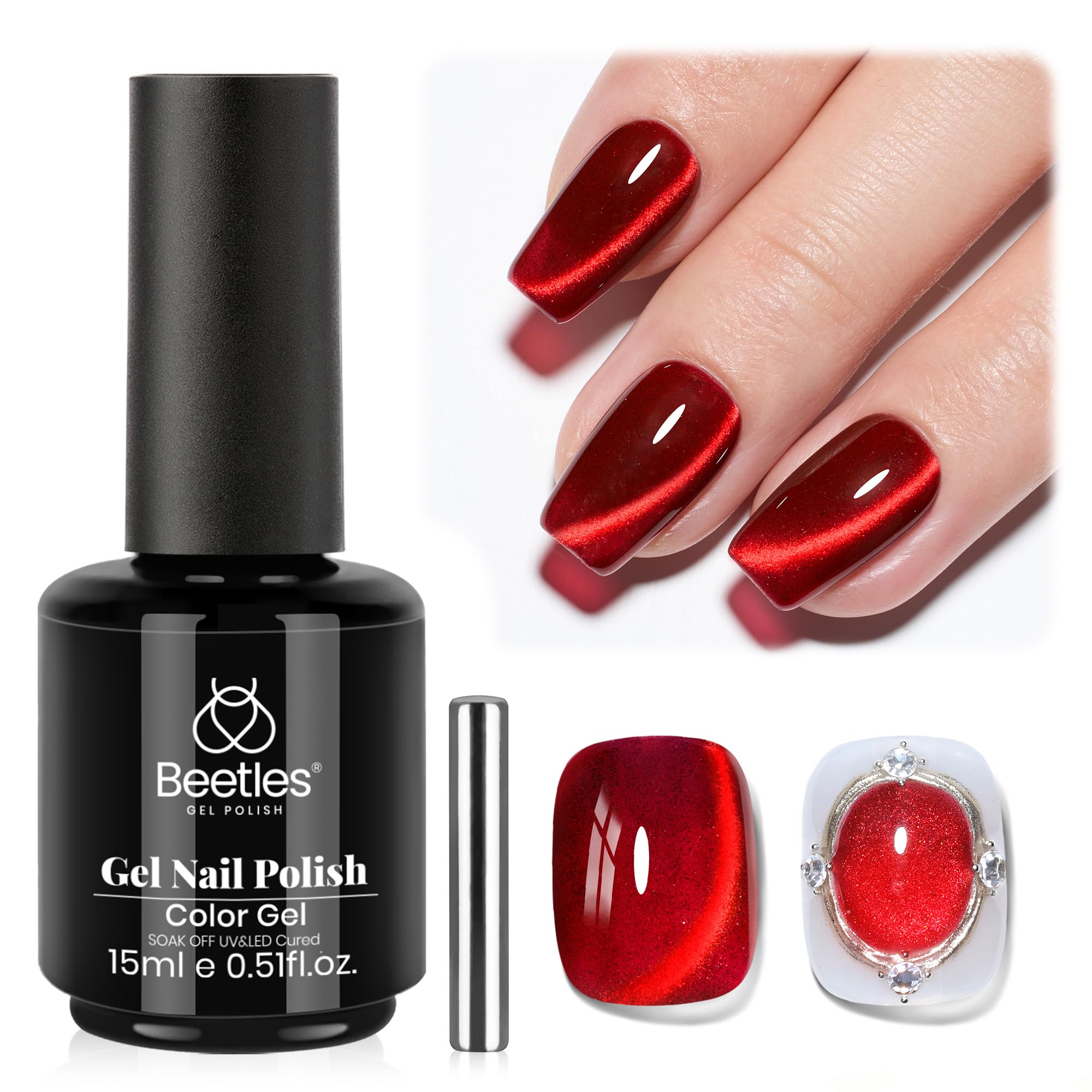 Beetles Star Cascade Silver Cat Eye Gel Nail Polish - 15ML Christmas Silver Glitter Cat Eye Gel Polish with Magnet Soak Off UV Velvet Nail Polish Salon DIY Manicure Winter Gift for Women