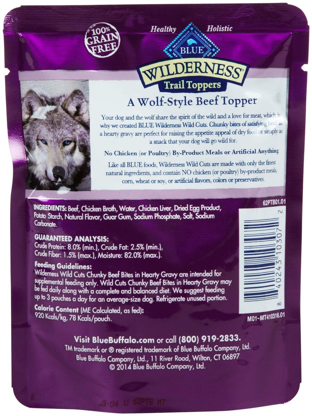 Blue Buffalo Wilderness Wild Cuts Trail Toppers Chunky Bites In Hearty Gravy - Beef - 3 Oz