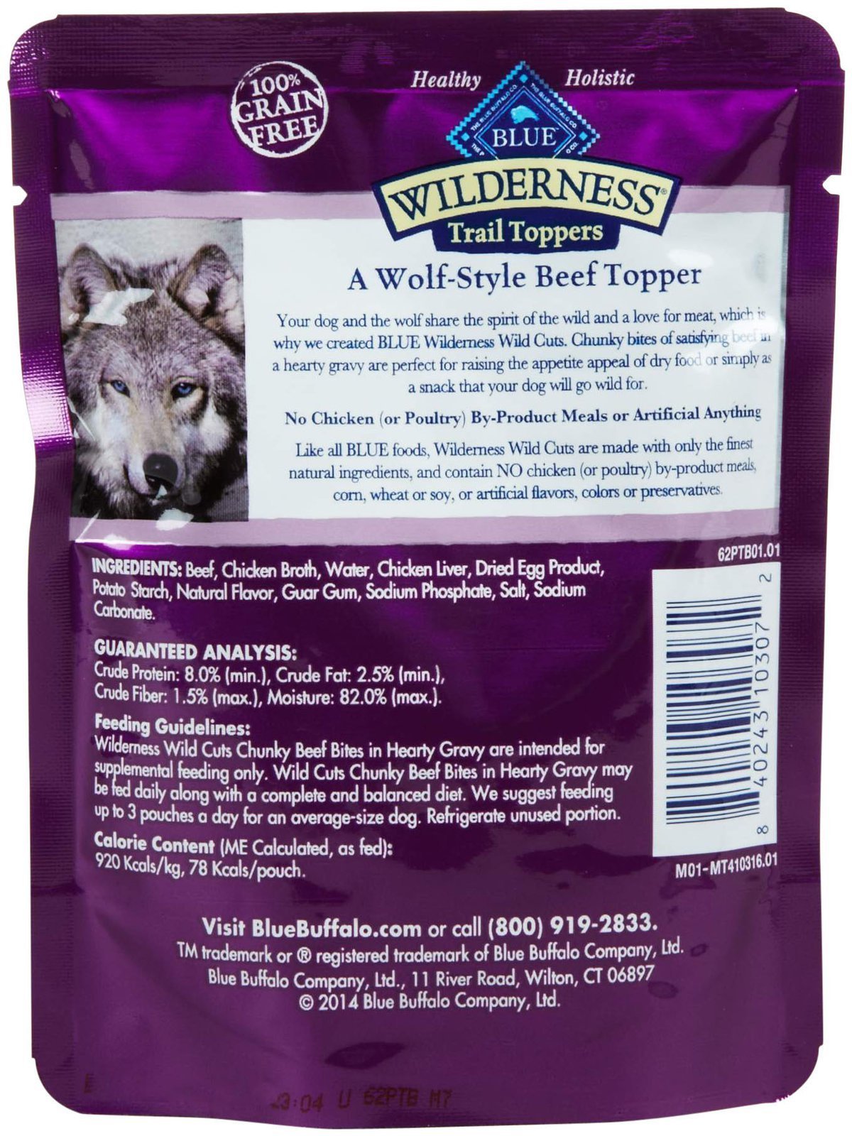 Blue Buffalo Wilderness Wild Cuts Trail Toppers Chunky Bites In Hearty Gravy - Beef - 3 Oz