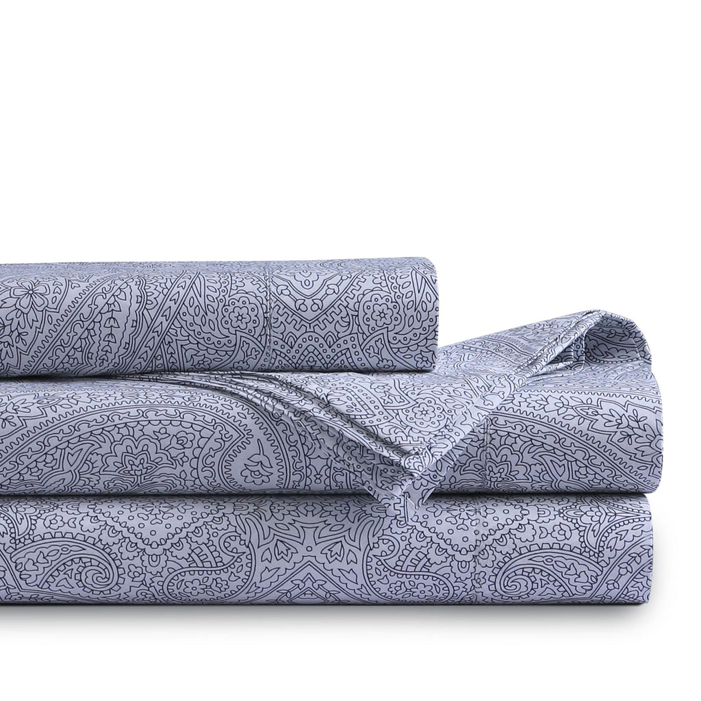 Tribeca Living 1000 Thread Count Egyptian Cotton Sheets King Size - Silky Smooth Sateen Weave for Luxurious Sleep - 22 Inch Deep Pocket 4-Piece Set in Classic Blue