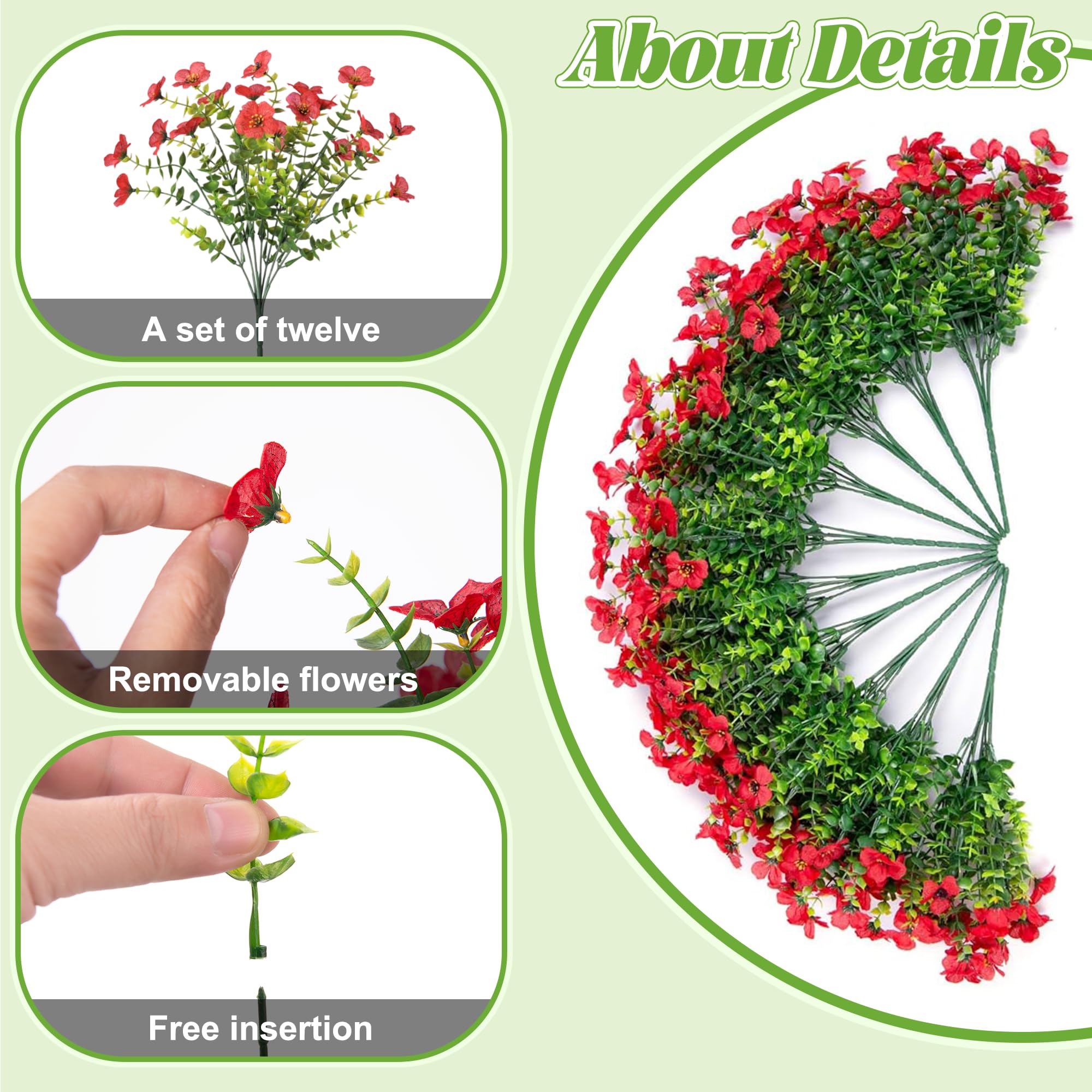 Ammyoo Artificial Faux Hanging Plants Flowers Basket for Spring Outdoor Decoration, Fake Silk Daisy UV Resistant Look Real with Eucalyptus Leaves Summer Outside Decor for Home Patio Garden