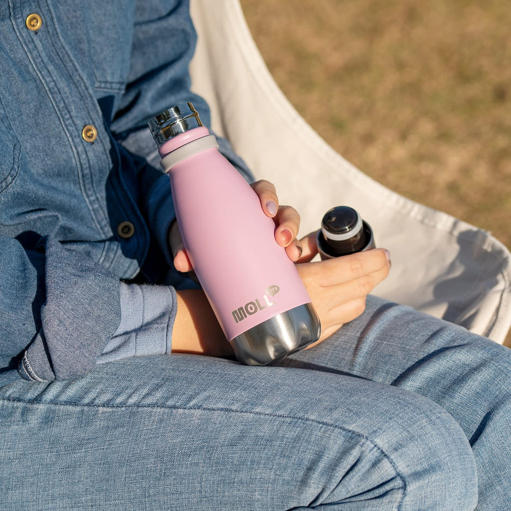 9 oz Water Bottle for Kids-Small Stainless Steel Water Bottle for School Vacuum Insulated Metal Leak Proof Cola Shape Water Flask for Boys Girls(Baby Blue)