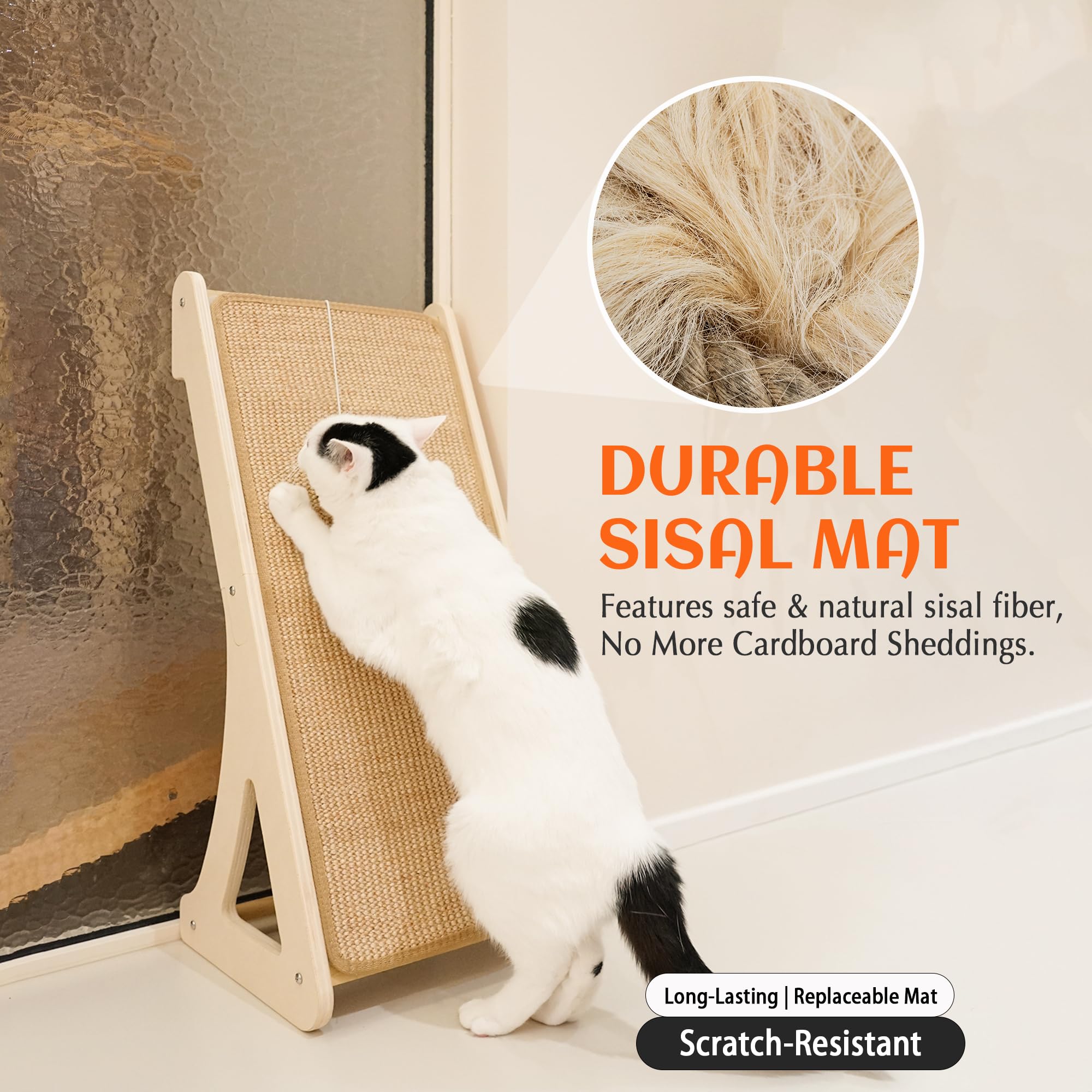 PETKARAY Couch Corner Cat Scratcher, 28.5" Sisal Scratching Post for Cats | Corner Wall Scratch Pad for Furniture Protection, Large Vertical Cat Scratching Post with Plush Base
