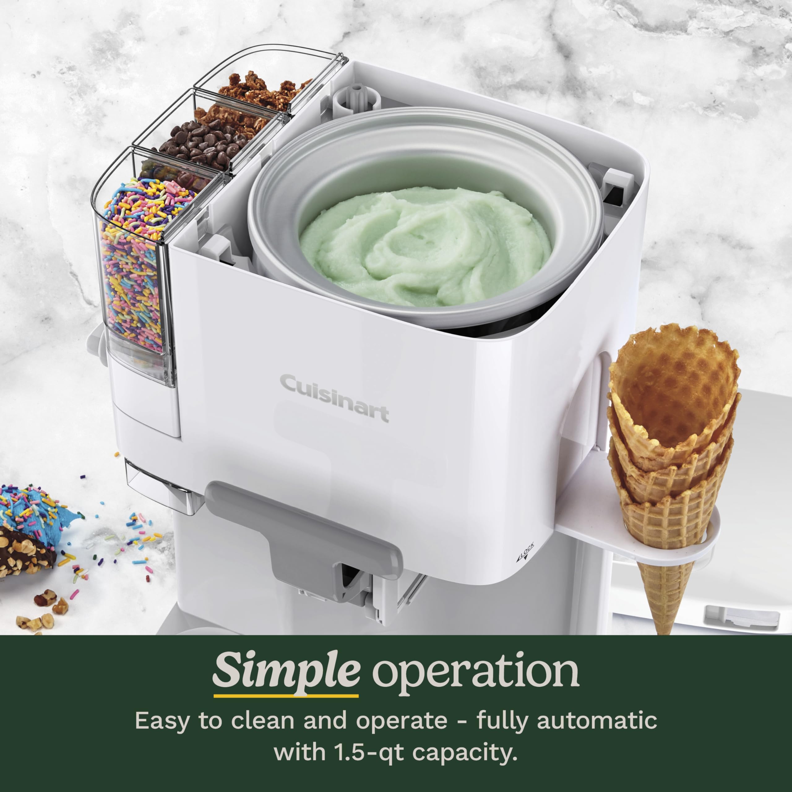 Cuisinart Ice Cream Maker Machine, 2-Quart Stainless Steel Frozen Yogurt, Gelato, Sorbet, Ready in 20 Minutes, LCD Screen and Timer (ICE-70C)