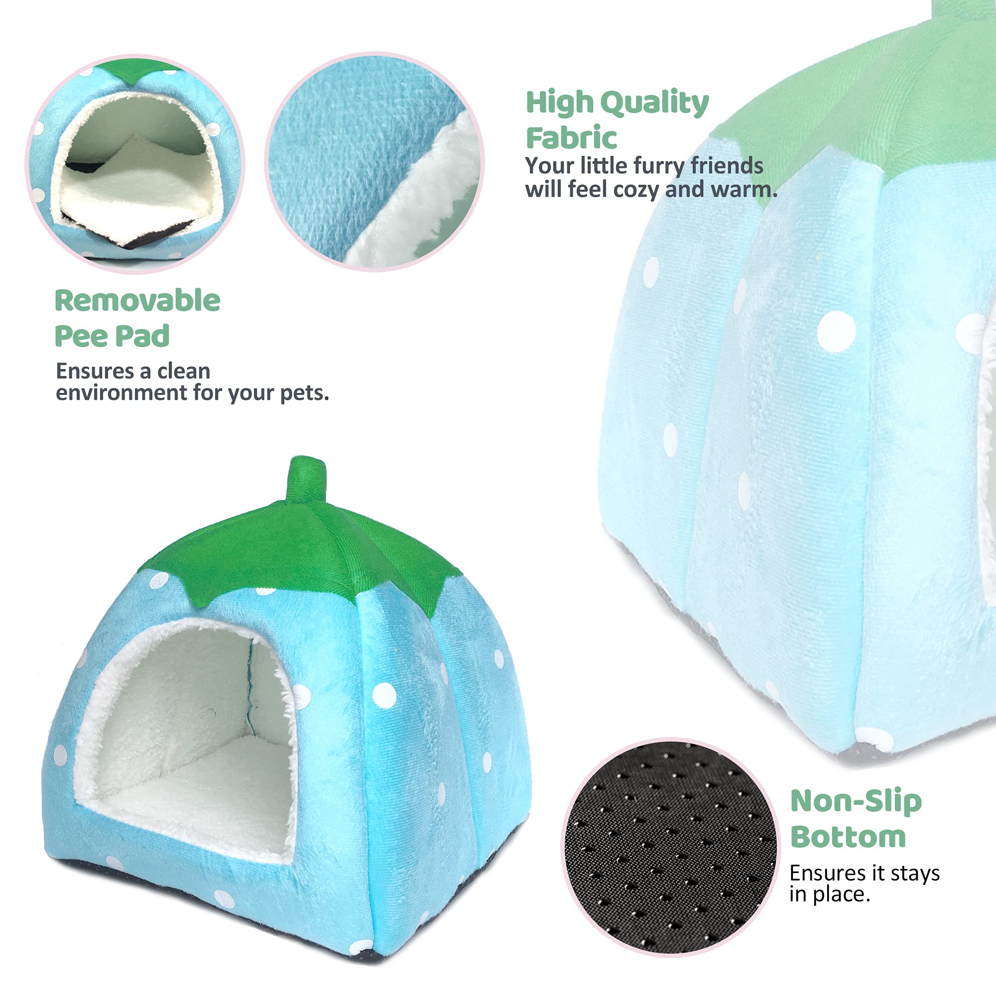 Guinea Pig Hideout Bed Dwarf Rabbit House Cave Accessories Cozy Hide-Out for Little Bunny Hedgehog Ferret Chinchilla&Other Small Animals