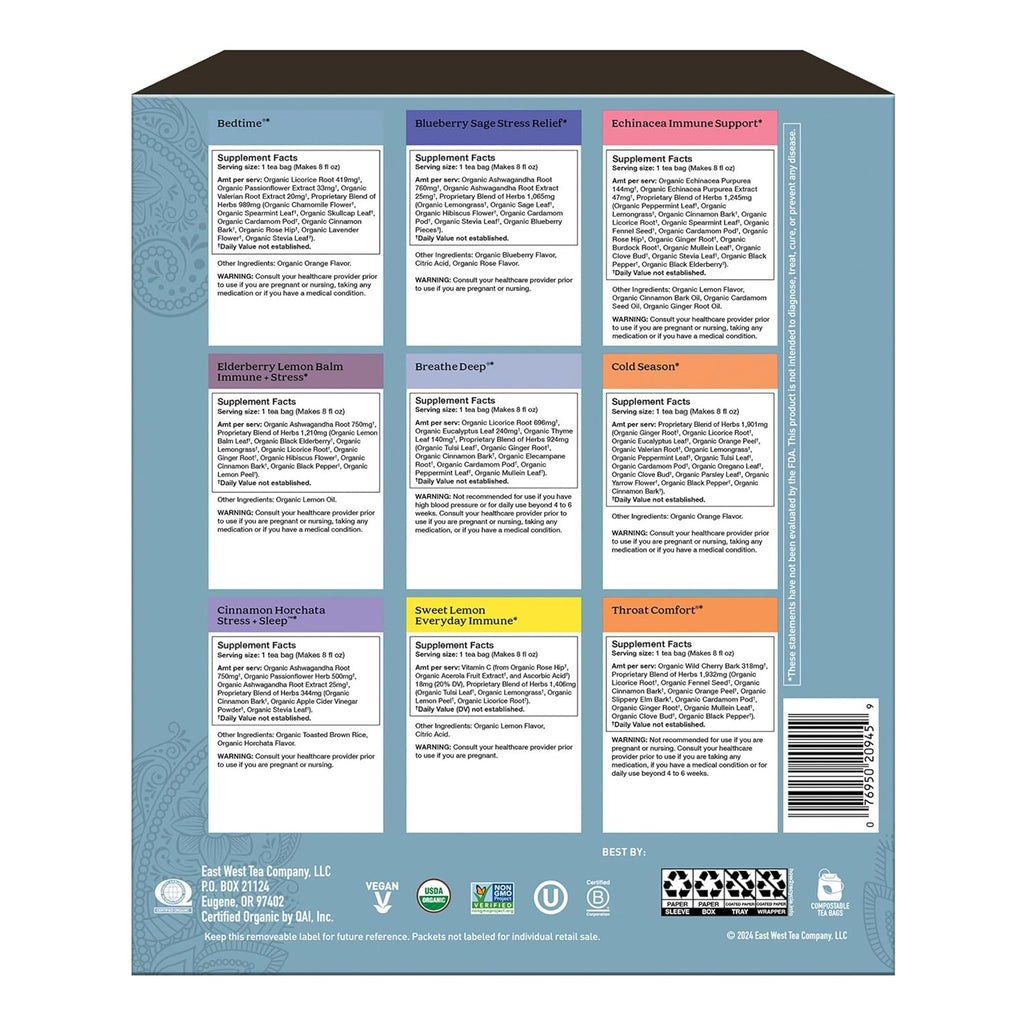 Yogi Organic Sampler Gift Box-5 Tea Bags per Flavor (45 Tea Bags)-Delicious Wellness Immunity Teas-9 Herbal Teas-Caffeine-Free Tea Variety Pack-Tea Gift Set