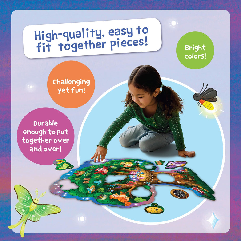 Peaceable Kingdom Shimmery Bunny Shaped 41 Piece Floor Puzzle, 3 feet x 2 feet - Great Easter Basket Stuffers and Easter Gifts for 3 Year Olds, 4 Year Olds & Up