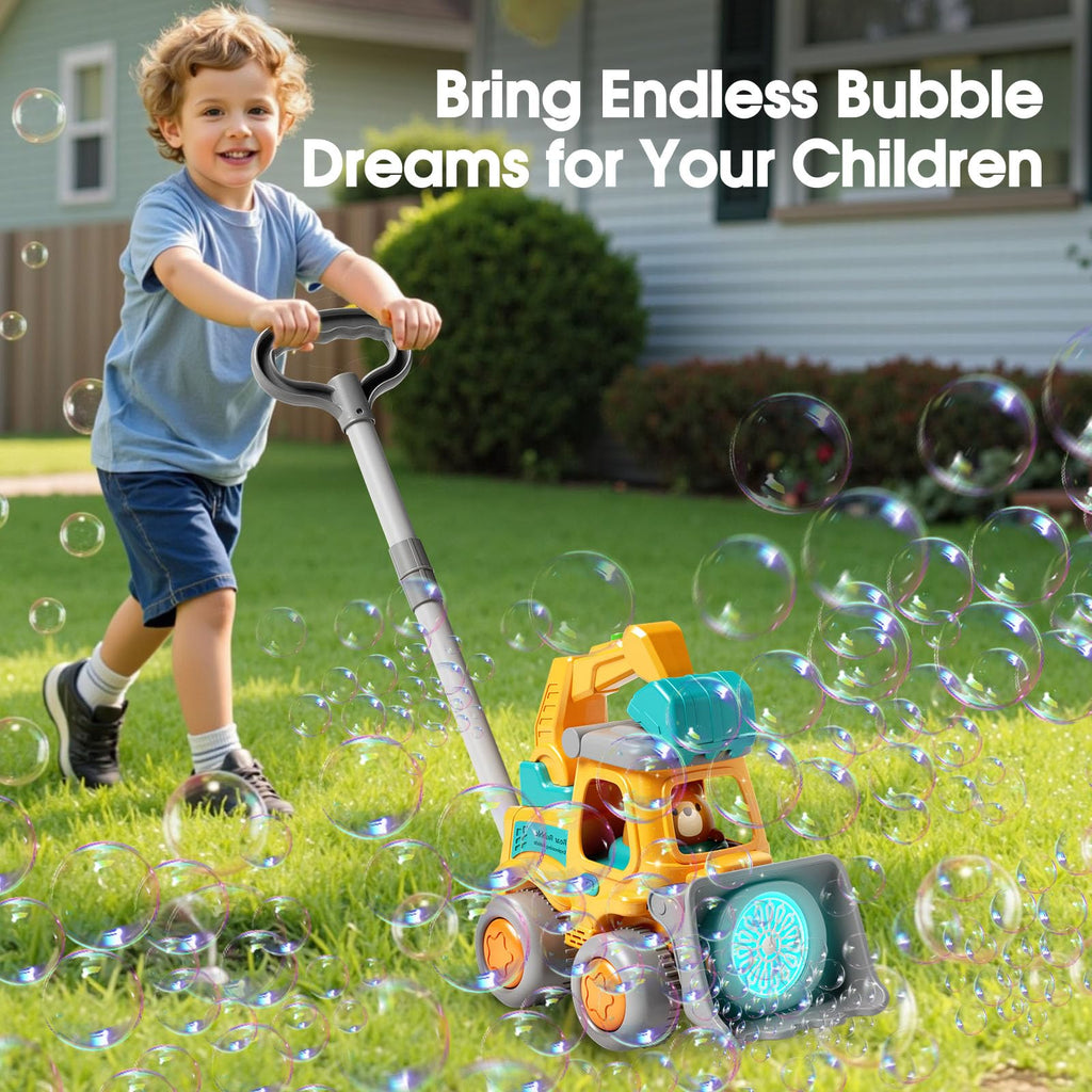 Bubble Lawn Mower Toddler Toys,Engineering Car Bubble Machine Maker Blower Kids Toy Cart,Ideal Gifts for 1-4 Year Old Boy,Girl,Grill Outdoor Child Party Toys with 6X Bubbles Solution Refills,Green