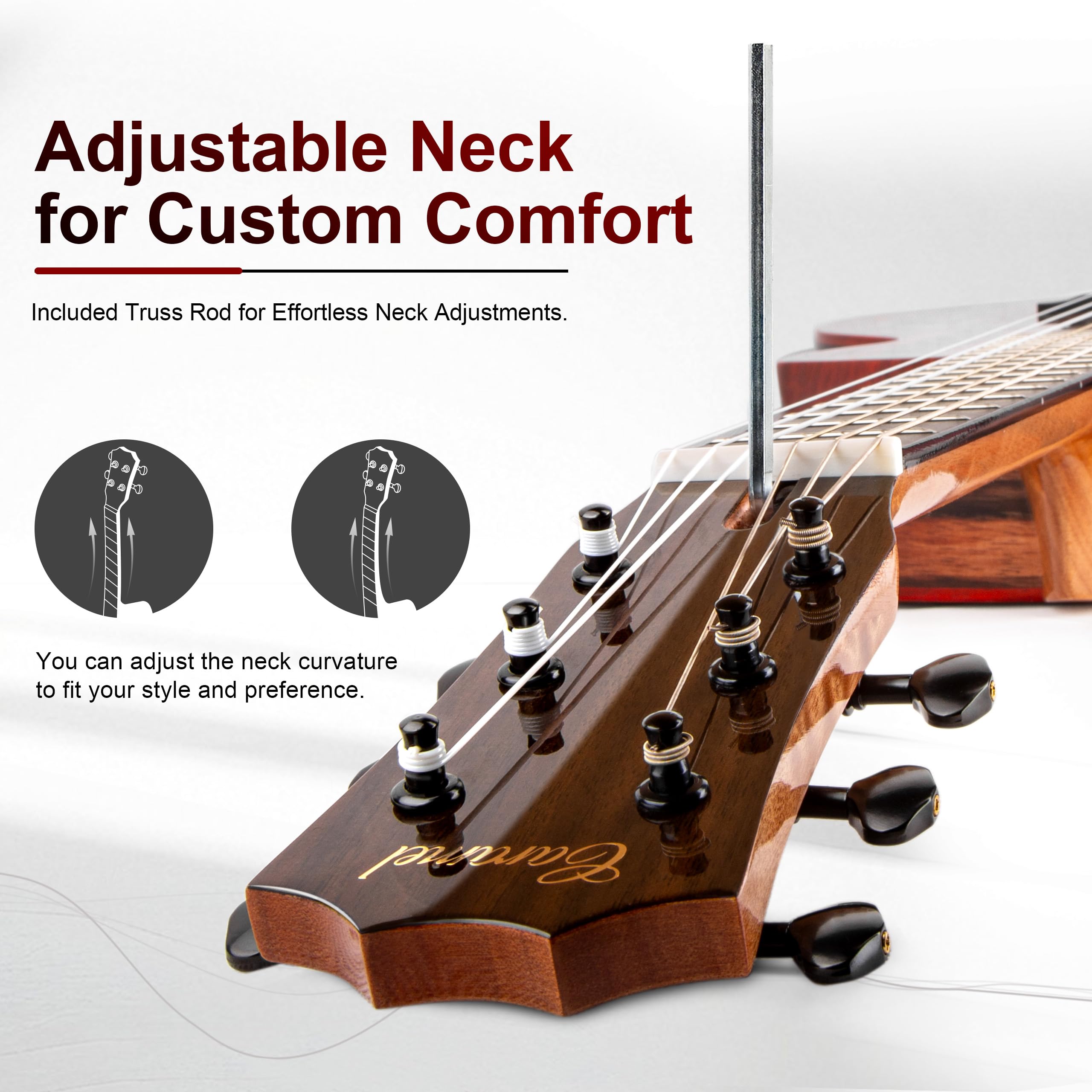 Caramel TEG95 Butterfly Bocote Glossy Tenor Acoustic & Electric Ukulele | 26-inch Handmade Professional Ukelele Kit with Accessories