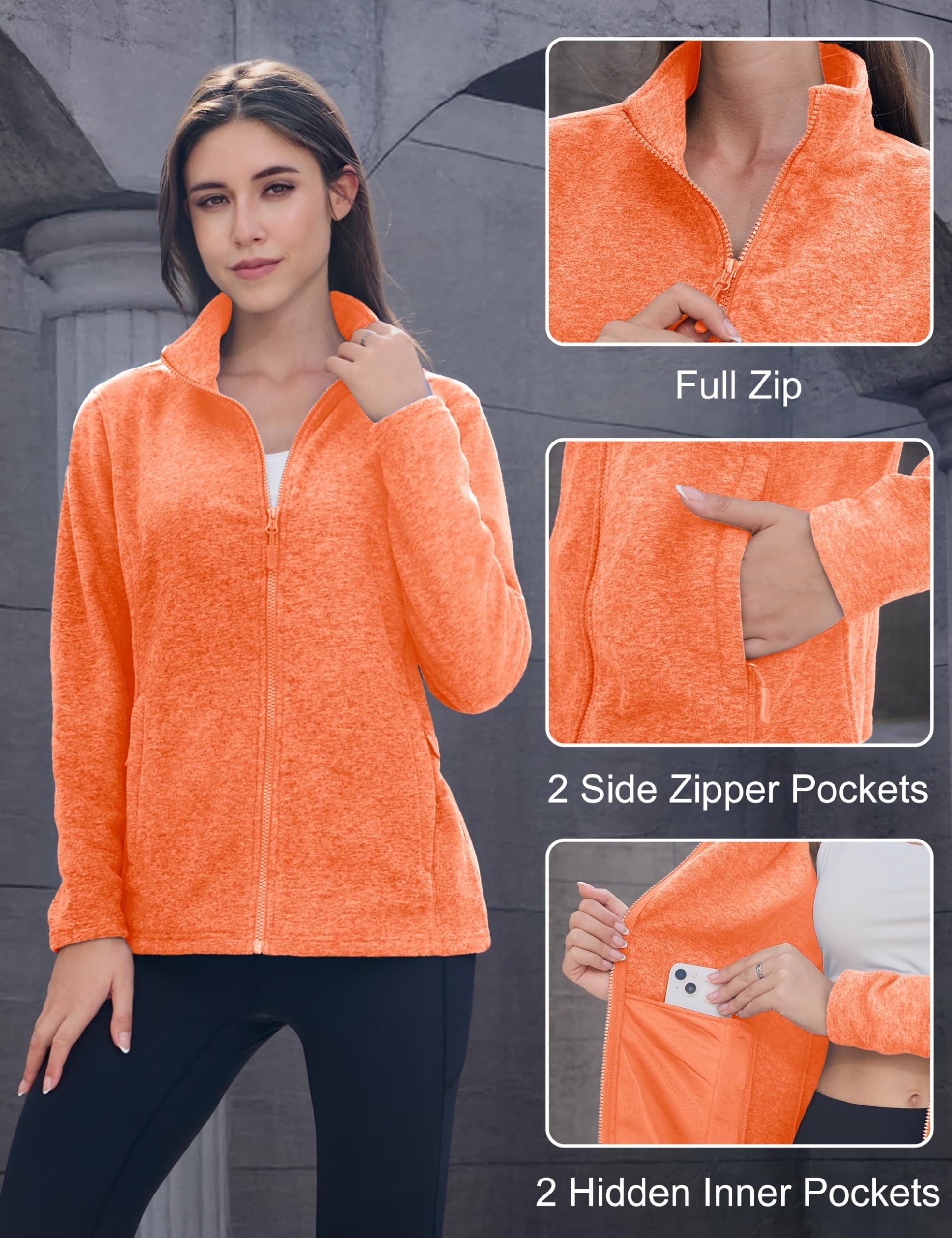 MAGCOMSEN Fleece Jacket Women Zip UP Lightweight Soft Polar Warm Winter Jackets for Women with Pockets Outdoor Hiking