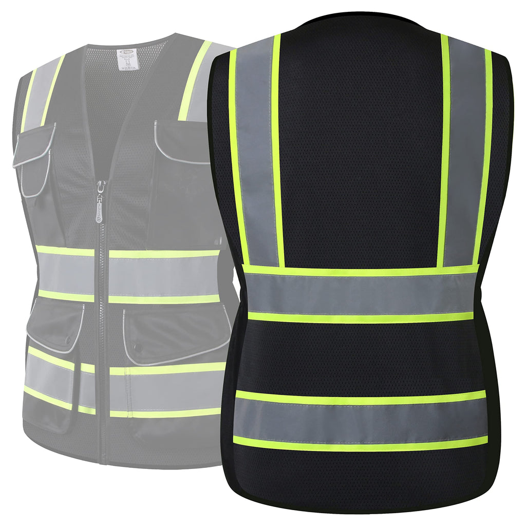 JKSafety Women Hi-Vis Reflective Safety Vest | Neon Color body Sewed Reflective Strips Breathable Lightweight ANSI Compliant