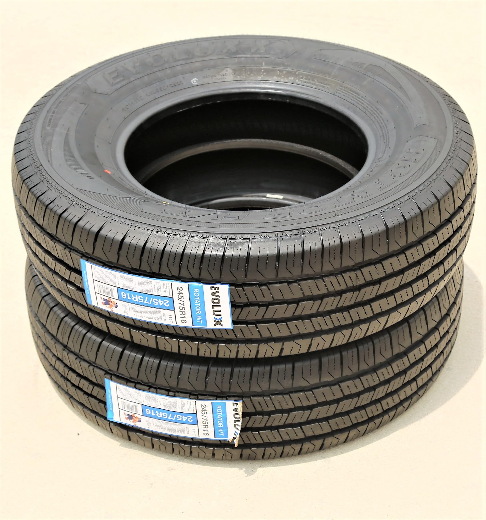 Evoluxx Rotator H/T All-Season Commercial Van Radial Tire-195/75R16 195/75/16 195/75-16 107/105R Load Range D LRD 8-Ply BSW Black Side Wall