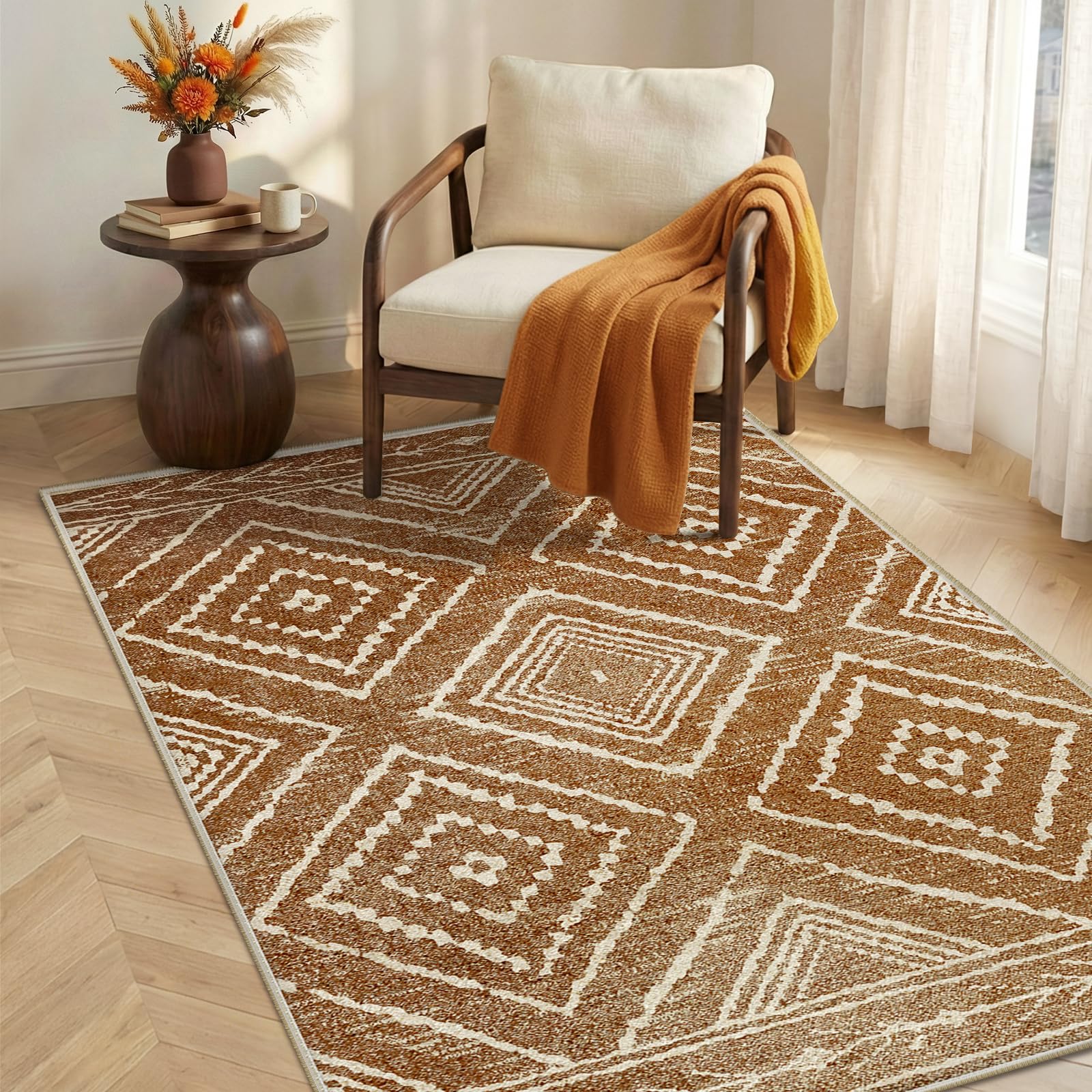 BESTSWEETIE Area Rug 2x3 Rug Machine Washable Non-Slip Low Pile Print Pattern Western Rug for Living Room Bedroom Entryway Tribal Series-Abstract/Cowhide