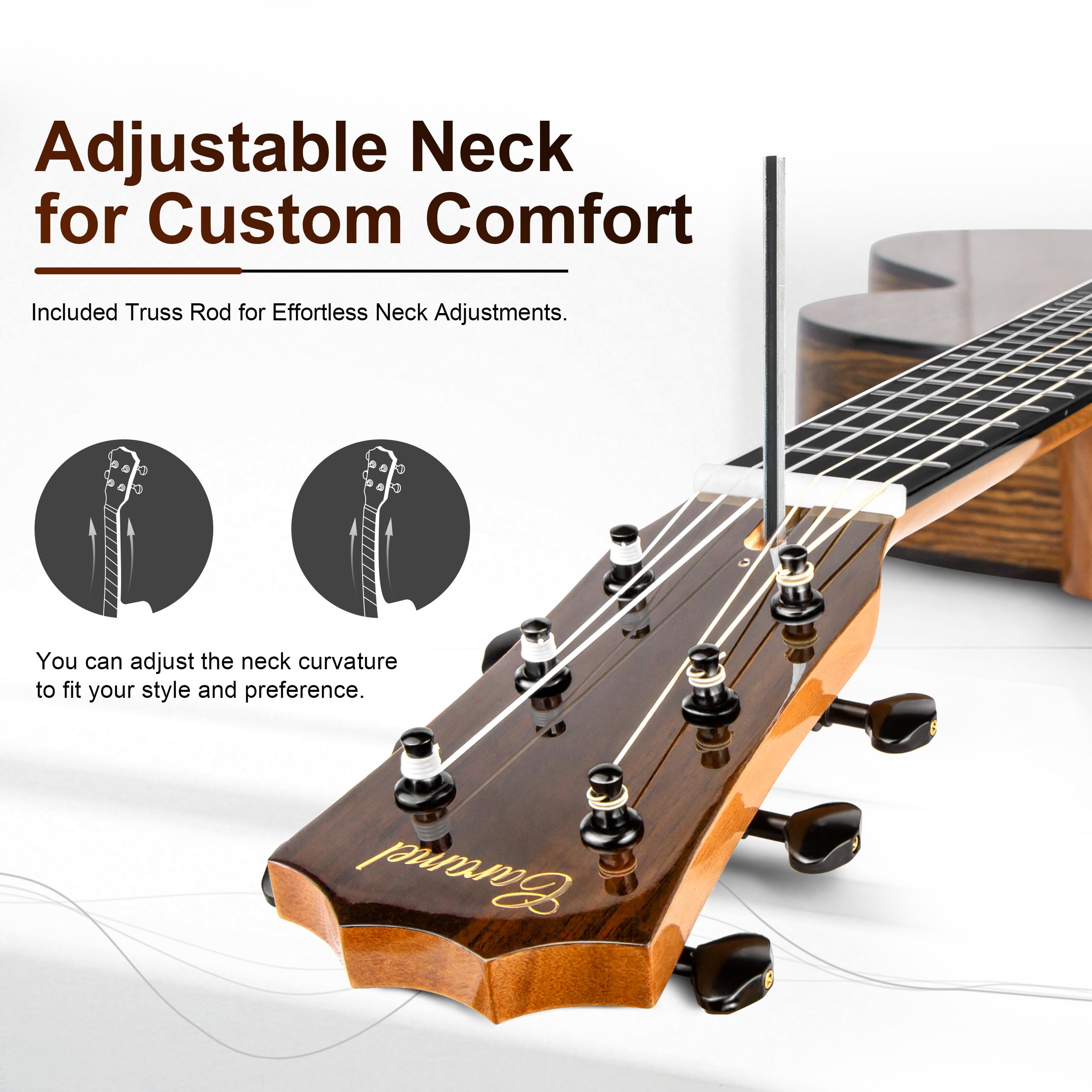 Caramel TEG95 Butterfly Bocote Glossy Tenor Acoustic & Electric Ukulele | 26-inch Handmade Professional Ukelele Kit with Accessories