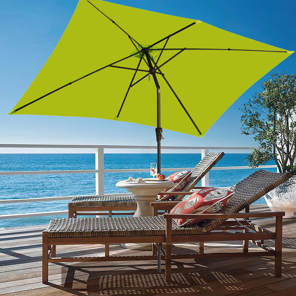 Ayge 6.5x10FT Rectangular Patio Umbrella Outdoor Table Umbrella w/Push Button Tilt & Crank Rectangle Market Umbrella UV Protection for Garden,Deck,Lawn,Yard & Pool,Beige