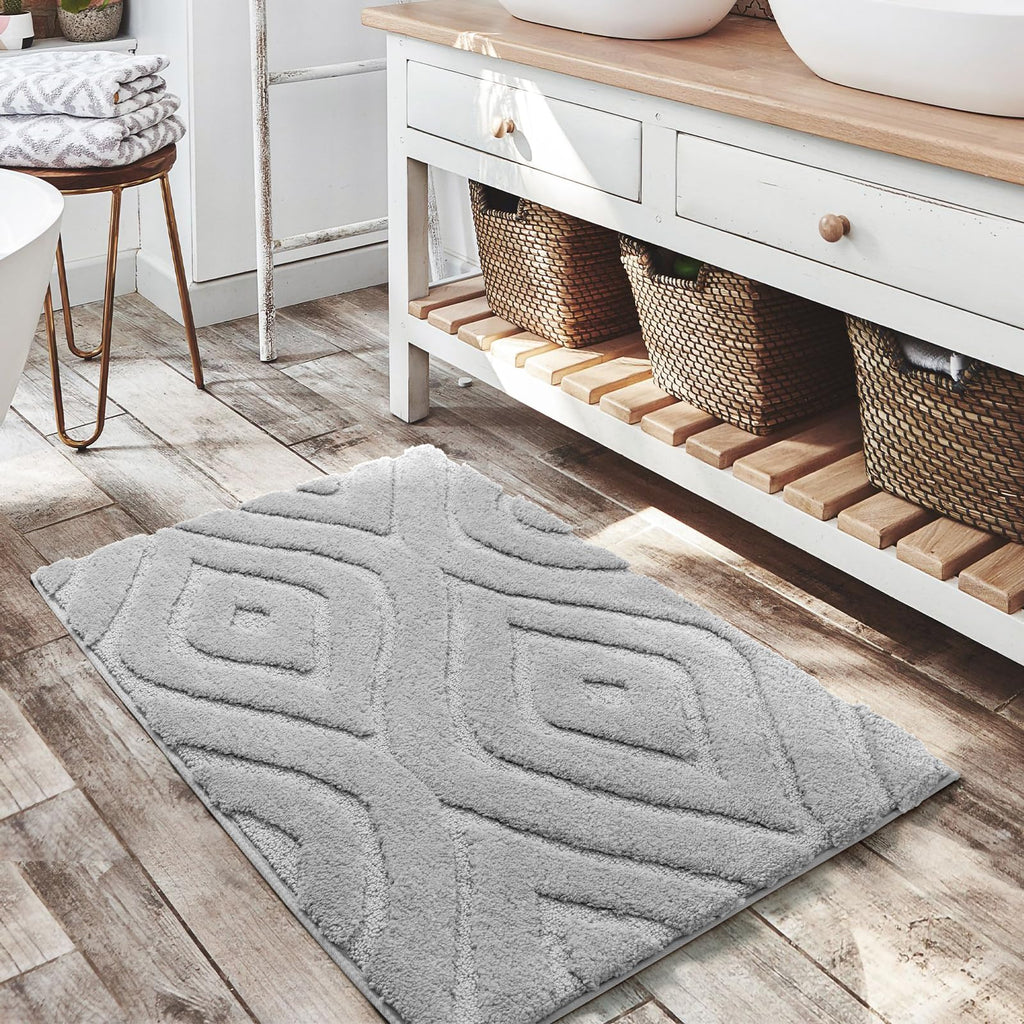 DEXDE Bathroom Rugs Runner 24x47 Long Bath Rug Non Slip Soft Washable Large Bath Mats for Bathroom Bedroom Hallway Kitchen Floor Carpet Modern Boho Decor, Beige