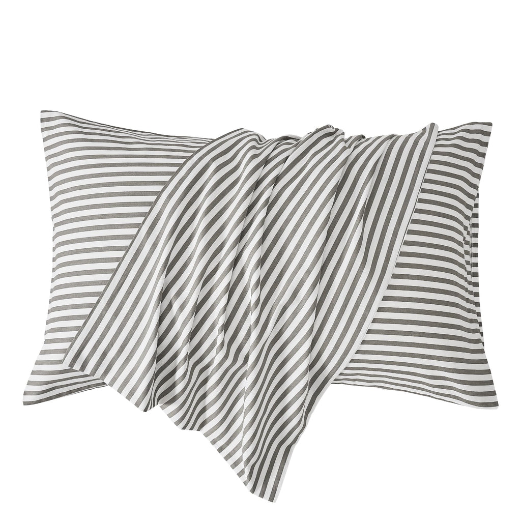 JELLYMONI Cotton Striped Pillowcases Set of 2, Sage Green, Standard | Soft breathable feel, Envelope closure, 400TC cotton, Machine washable, Gentle on skin
