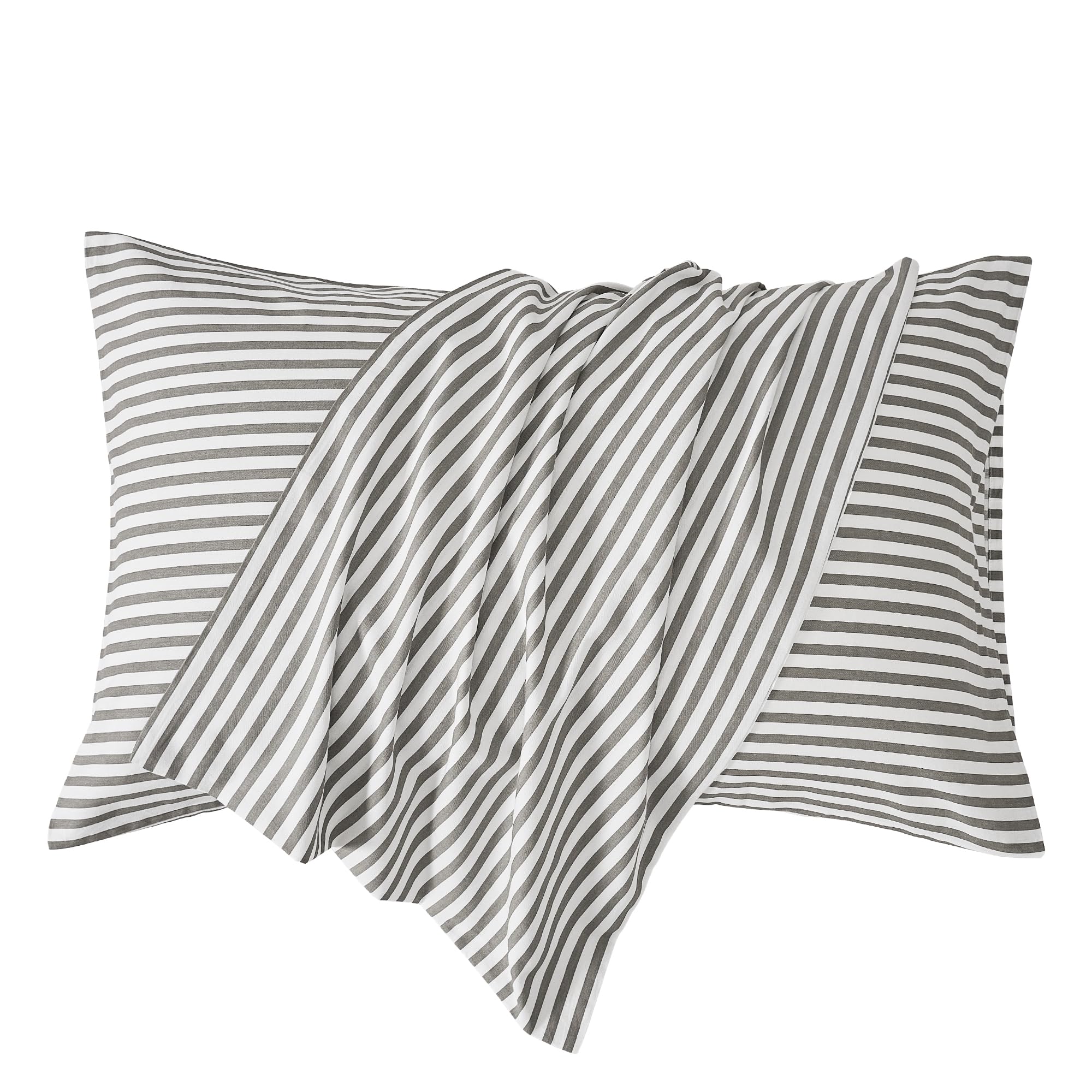 JELLYMONI Cotton Striped Pillowcases Set of 2, Sage Green, Standard | Soft breathable feel, Envelope closure, 400TC cotton, Machine washable, Gentle on skin