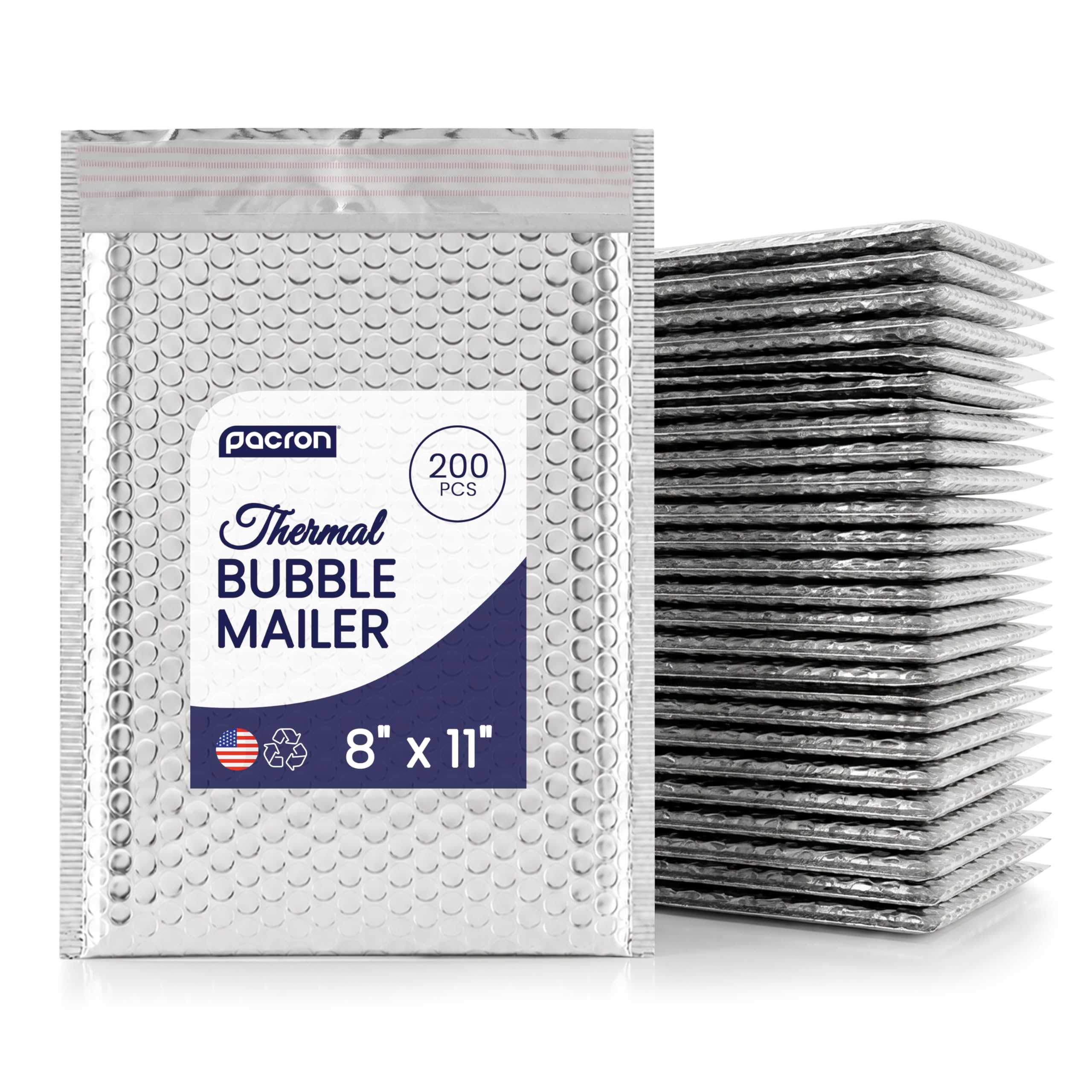 200-Pack Insulated Silver Thermal Bubble Mailers 6 x 7 - Waterproof Metallic Foil Self-Sealing Padded Envelopes for Cold Shipping, Perishables, Food, Cosmetics, Pharmaceuticals