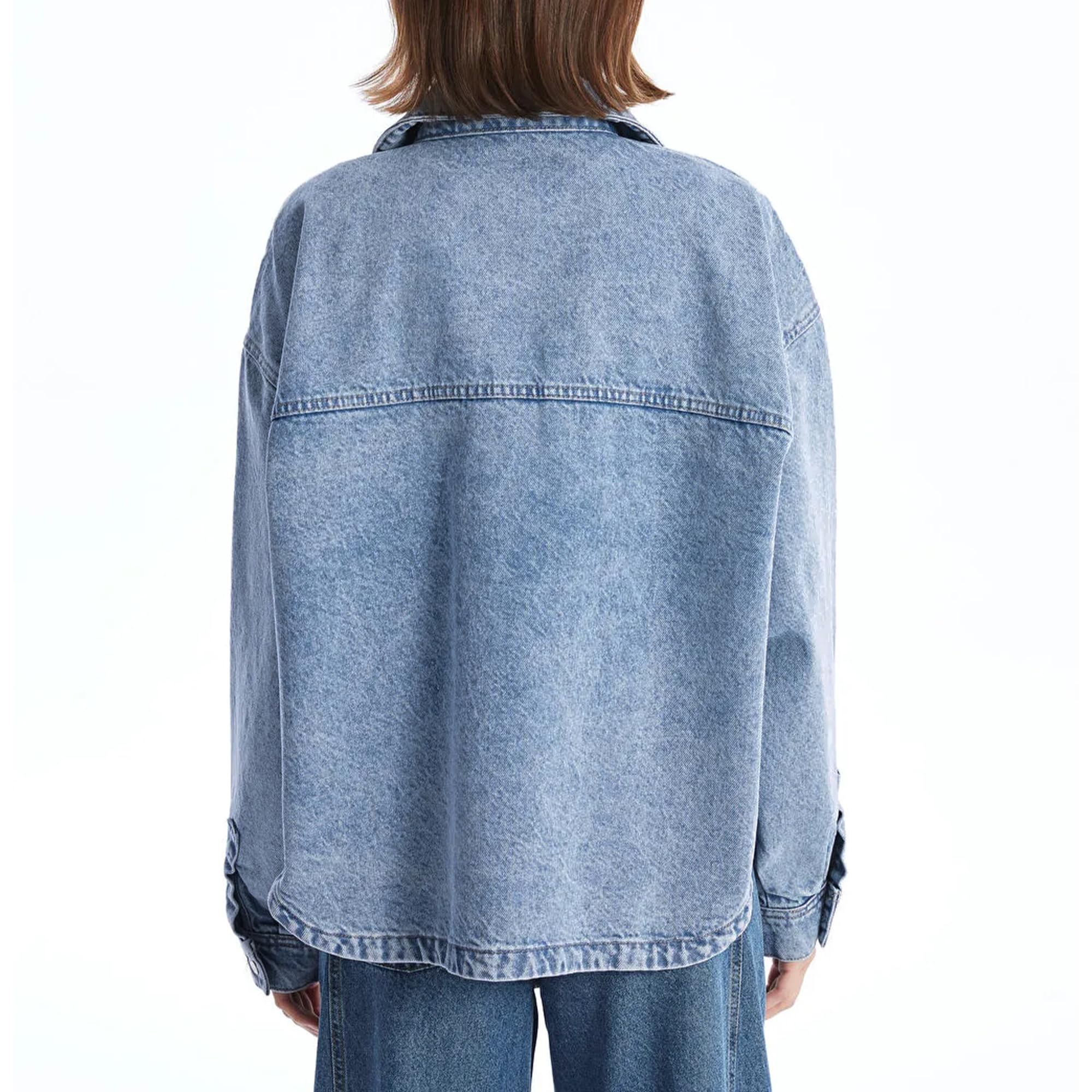 Hixiaohe Jean Jackets for Women Trendy Button Up Denim Shirt Jacket Oversized Long Sleeve Coat Fashion Clothes with Pockets