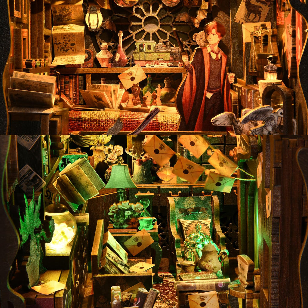 TOYQI DIY Book Nook Kit, Miniature House Dollhouse Kit for Adult and Teens, Book Nook Kits for Adults, Booknook Bookend Alley Model Build, Gifts for Family Friends - Spooky Horror Creepy Haunted House
