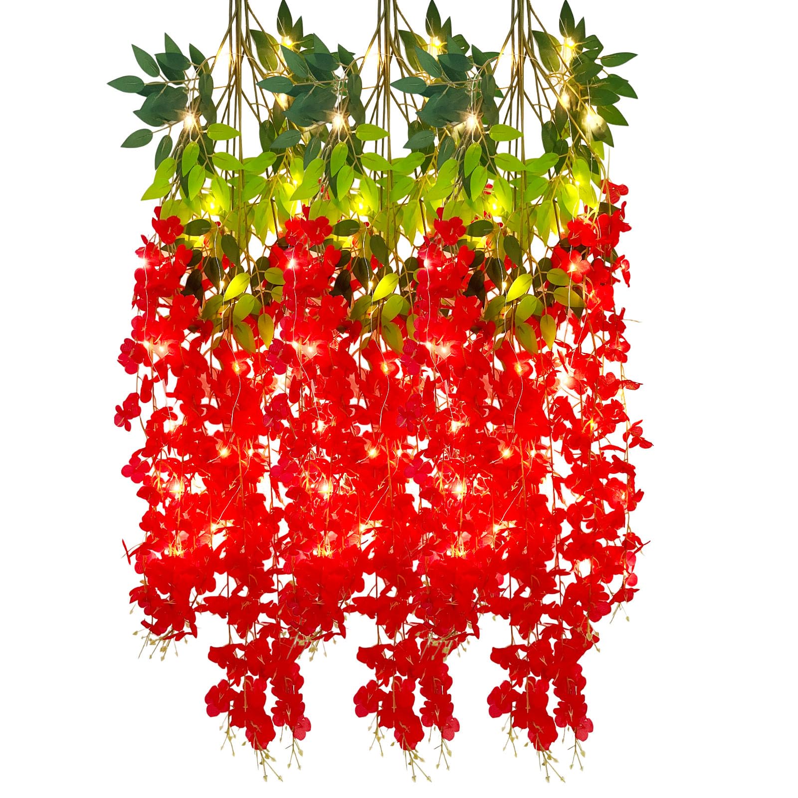 5 Pack Pink Wisteria Hanging Flowers Garland, 3.77 Feet Artificial Flower Vines, Fake Wisteria, Artificial Vines Hanging Garland for Backdrop Outdoor Yard Garden Decor