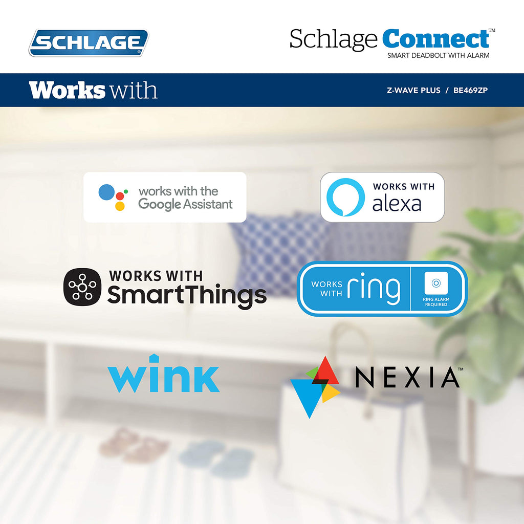 Schlage Connect Smart Deadbolt Lock with Touchscreen Keypad, Keyless Front Door Entry, Z-Wave Plus Compatible, Aged Bronze, BE469ZP CEN 716