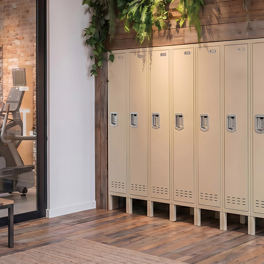 Lockers,Metal Locker, (Beige, 1 Door - (66.15" H x 11.8" W x 11.8" D))