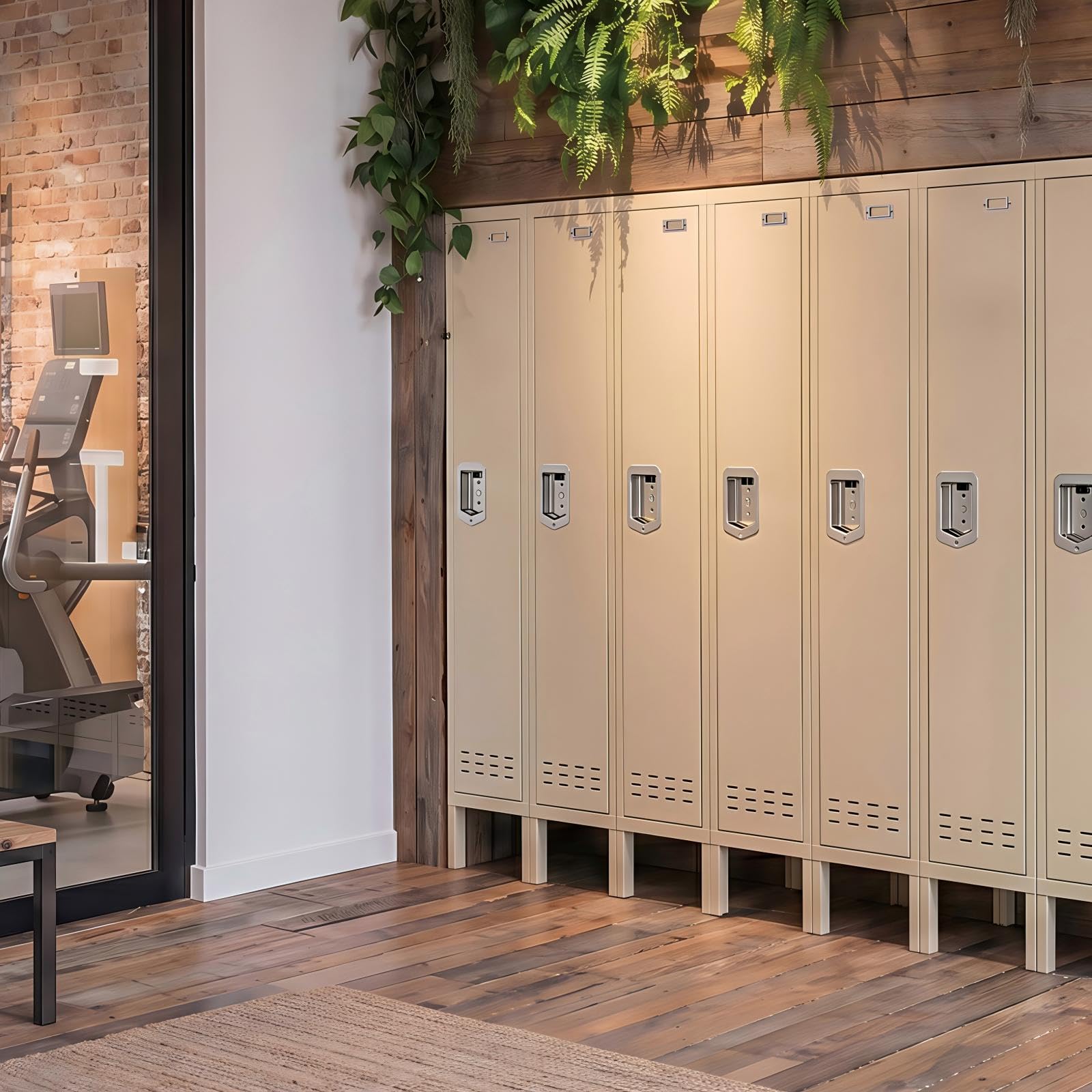 Lockers,Metal Locker, (Beige, 1 Door - (66.15" H x 11.8" W x 11.8" D))