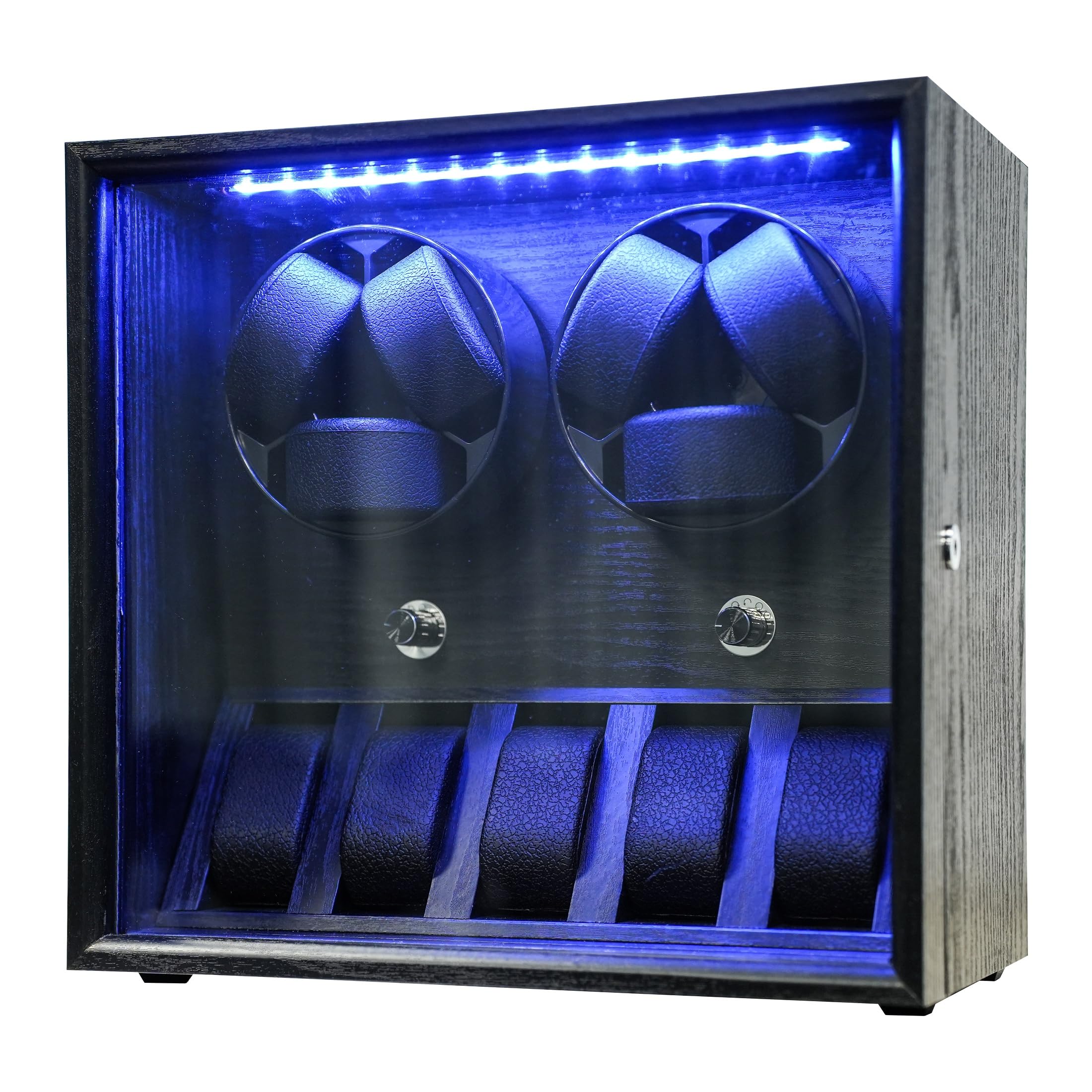 Oryx Watch Winder for 4/6/9 Automatic Watches, Rotating Watch Box 5 Rotation Modes Setting Display Case with Extra Watch Storages and LED Light, Lockable Winders USB Powered Super Quiet Mabuchi Motor