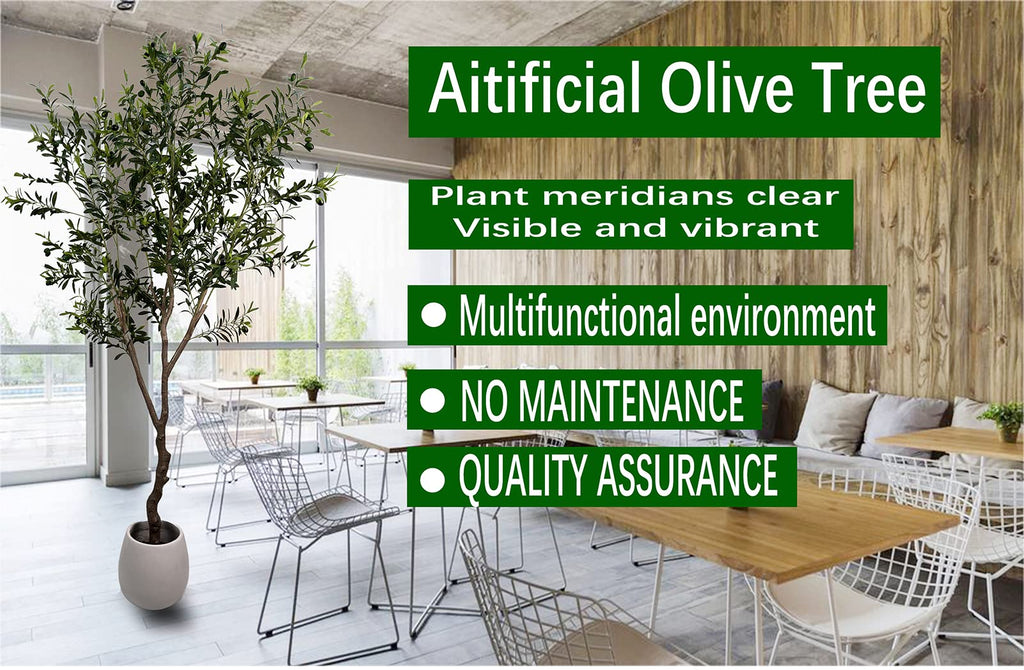 Artificial Olive Tree 7ft(82in,2200+Uv Protection Leaf) Tall,Faux Olive Tree Indoor Artificial Tree for Modern Home Office Living Room Floor Decor Indoor