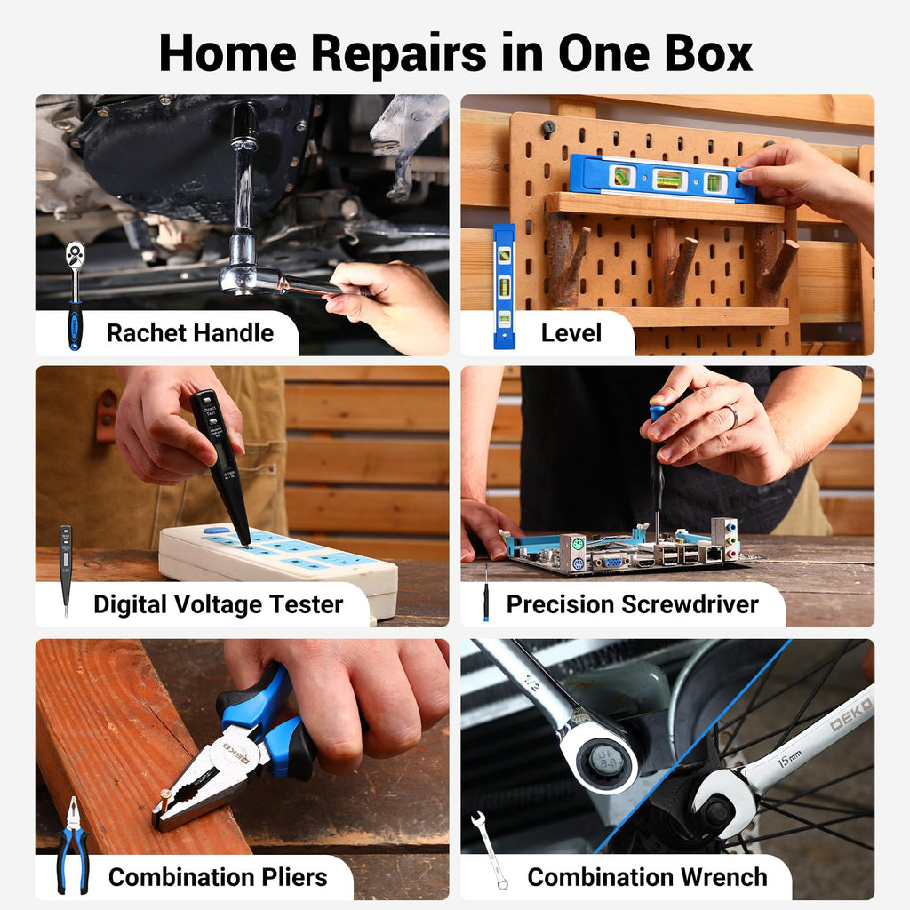 Tool Set: Tool Kit with 12V Cordless Drill, Hand Toolbox with storage case, Mechanic Tool set for Home Repairs, Green