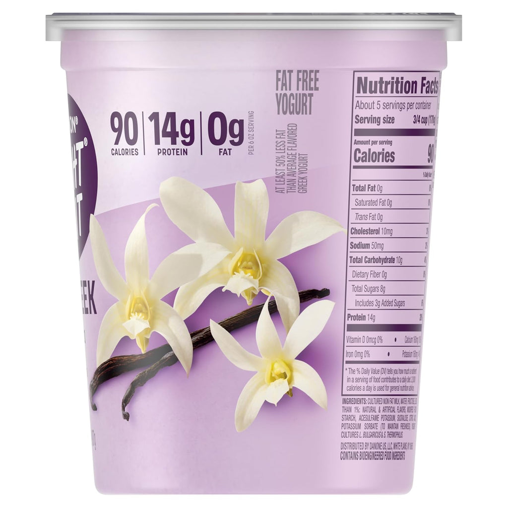 Light & Fit by Dannon Greek Nonfat Yogurt, Vanilla, Gluten-Free, 32 oz.