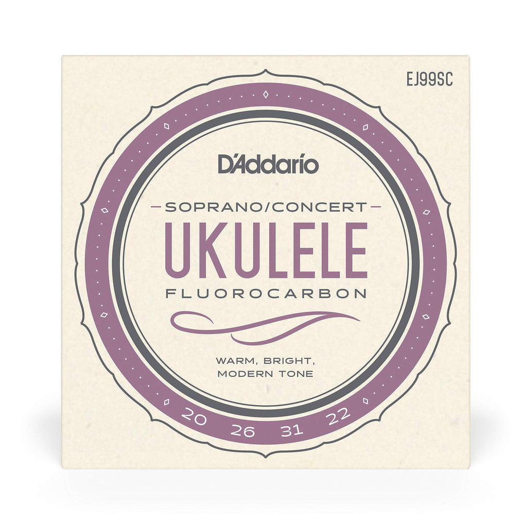 D'Addario Baritone Ukulele Strings, Fluorocarbon, EJ99B, 4-String Set, Pack of 1