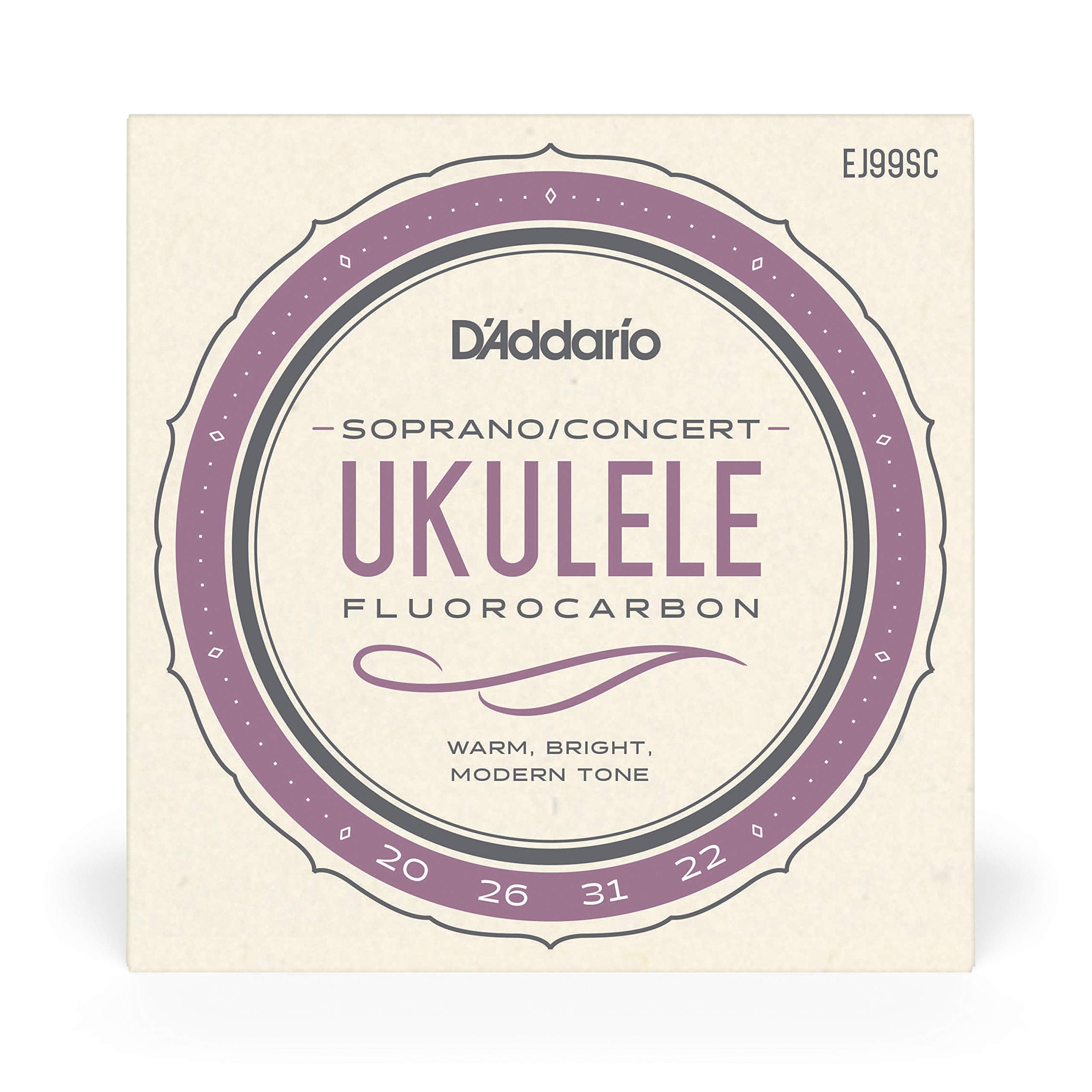 D'Addario Baritone Ukulele Strings, Fluorocarbon, EJ99B, 4-String Set, Pack of 1