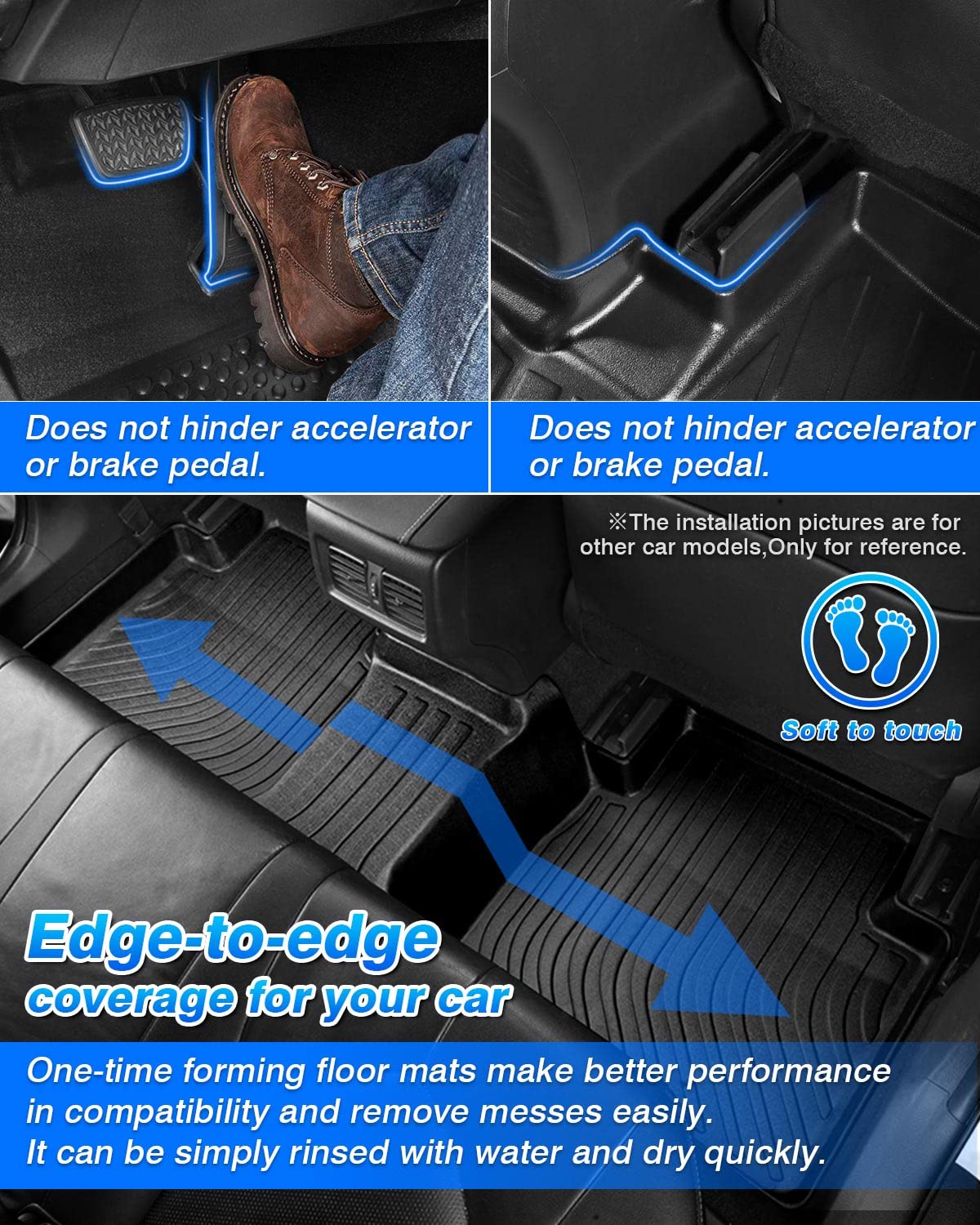 Cartist Floor Mats Compatible with Kia EV6 2022 2023 2024 2025 2026 Accessories All Weather Floor Liner Front & Rear 2 Rows Car Carpet Protection TPE Odorless