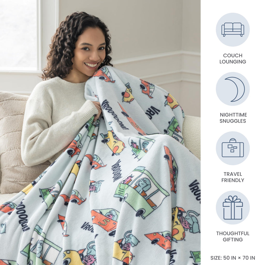 Berkshire Blanket VelvetLoft® Luxury Soft Polyester Throw Blanket, Don’t Let The Pigeon Drive The Bus, 50 x 70in(Official Mo Willems® Product)