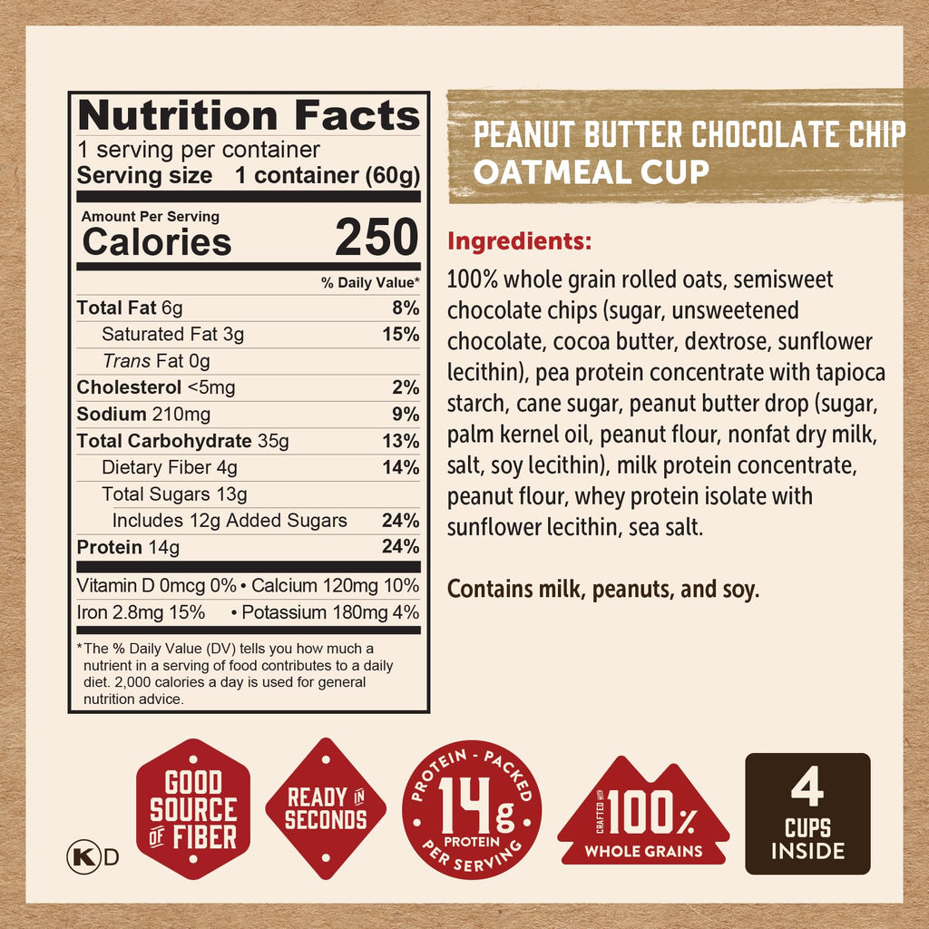 Kodiak Cakes Instant Protein Apple Cinnamon Oatmeal in a Cup, 2.12oz (Pack of 12)