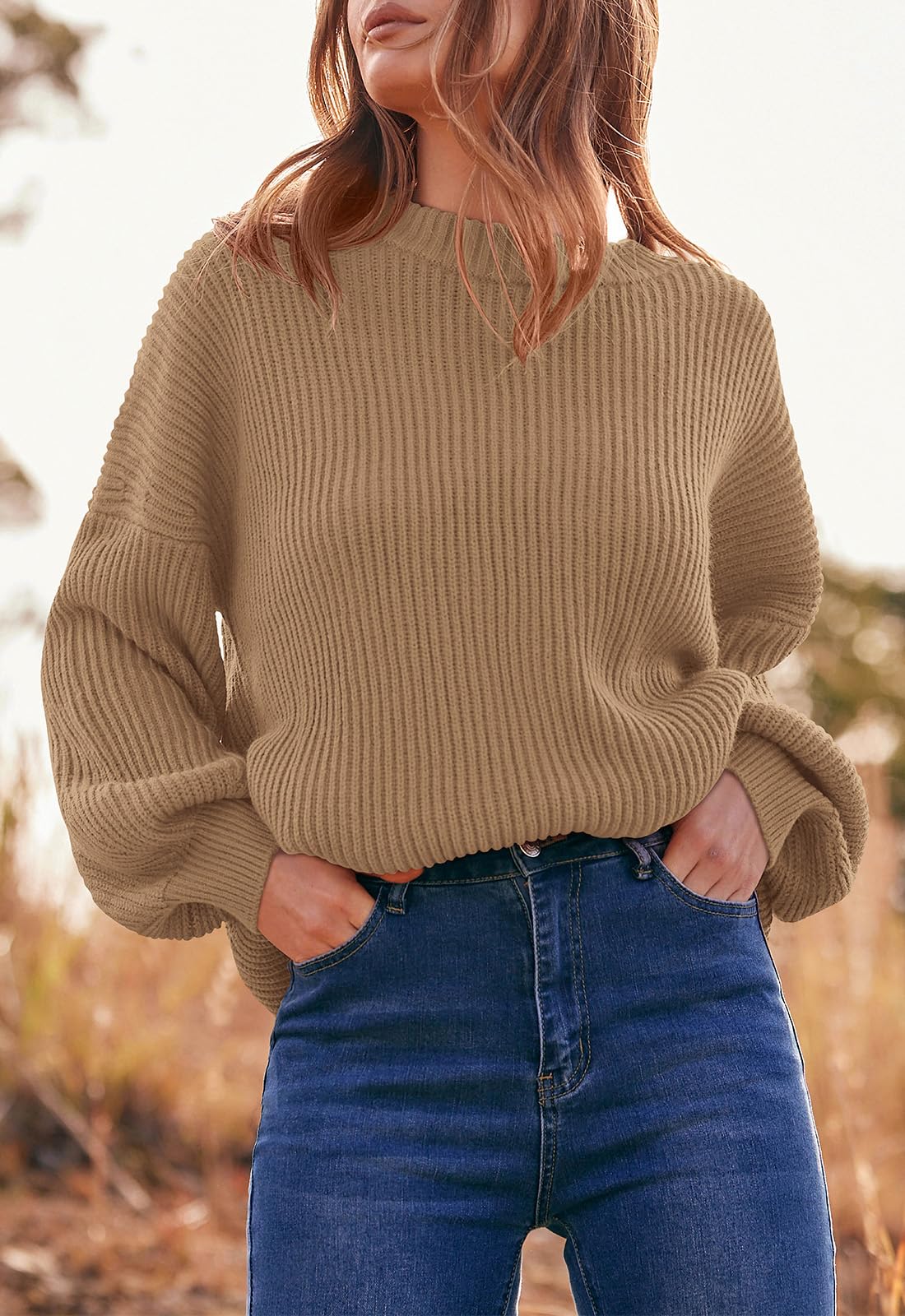 PRETTYGARDEN Womens Sweaters Spring 2026 Oversized Chunky Knitted Pullover Sweater Casual Long Sleeve Crewneck Cute Sweaters