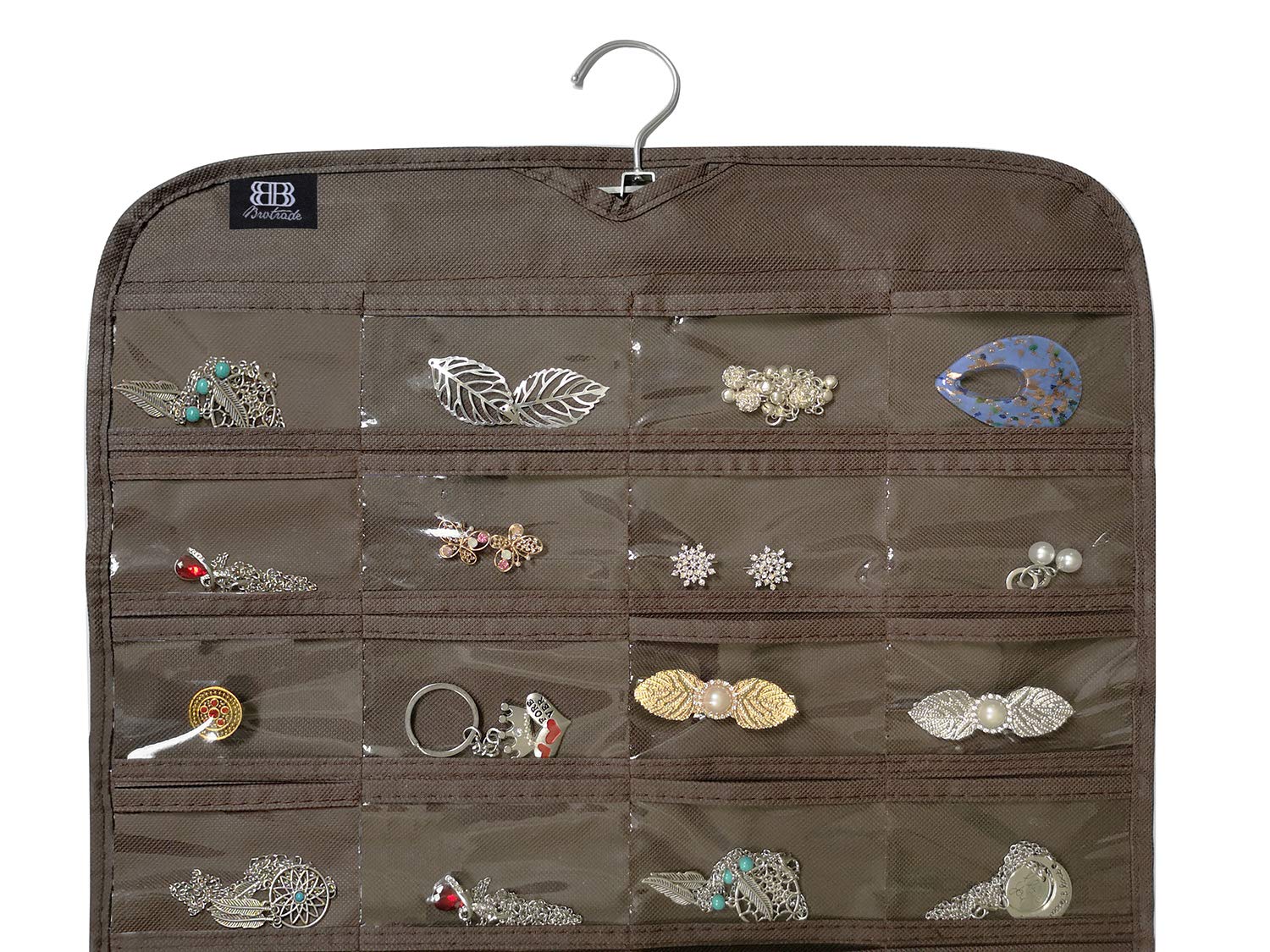 BB Brotrade Hanging Jewelry Organizer,Accessories Organizer,80 Pocket Organizer for Holding Jewelries（Beige）
